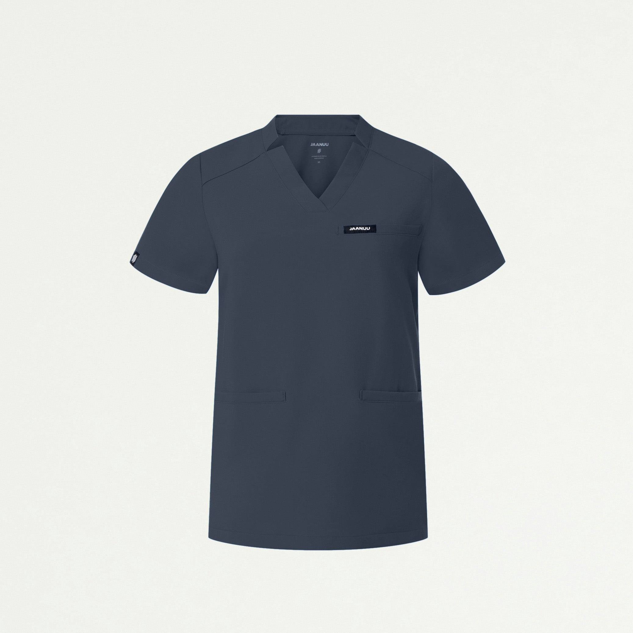 Helia Notched V-Neck Scrub Top - Carbon Gray - WOMEN'S TOPS - Jaanuu