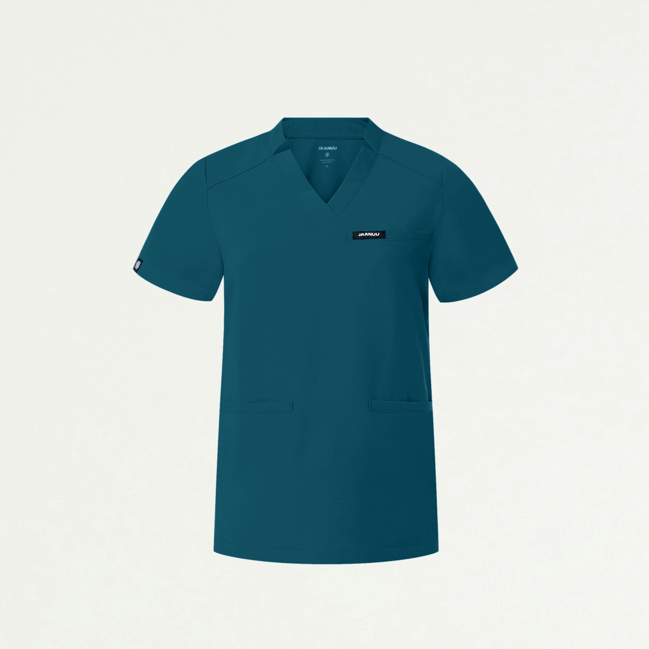 Helia Notched V-Neck Scrub Top - Caribbean Blue - WOMEN'S TOPS - Jaanuu