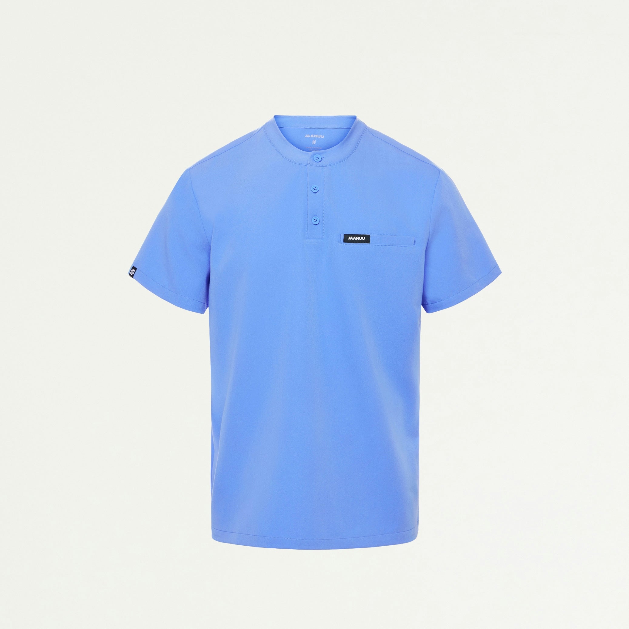 Reeve Henley Scrub Top - Ceil Blue - MEN'S TOPS - Jaanuu