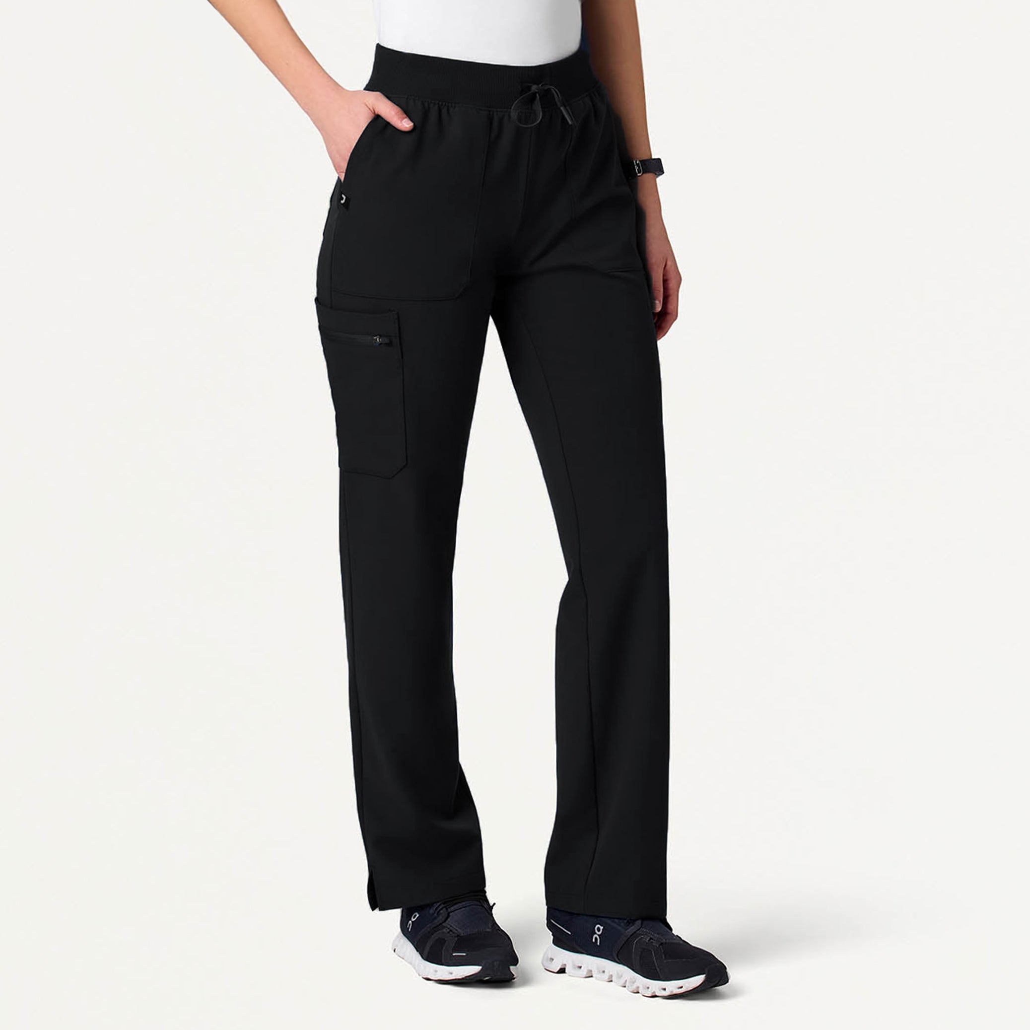 Xenos Cargo Knit-Waist Scrub Pant - Black