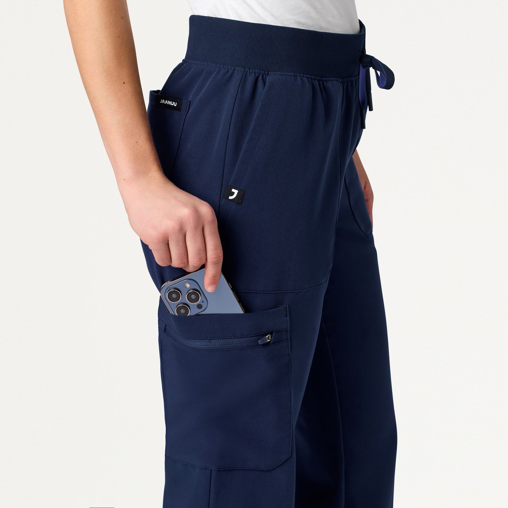 Xenos Cargo Knit-Waist Scrub Pant - Midnight Navy