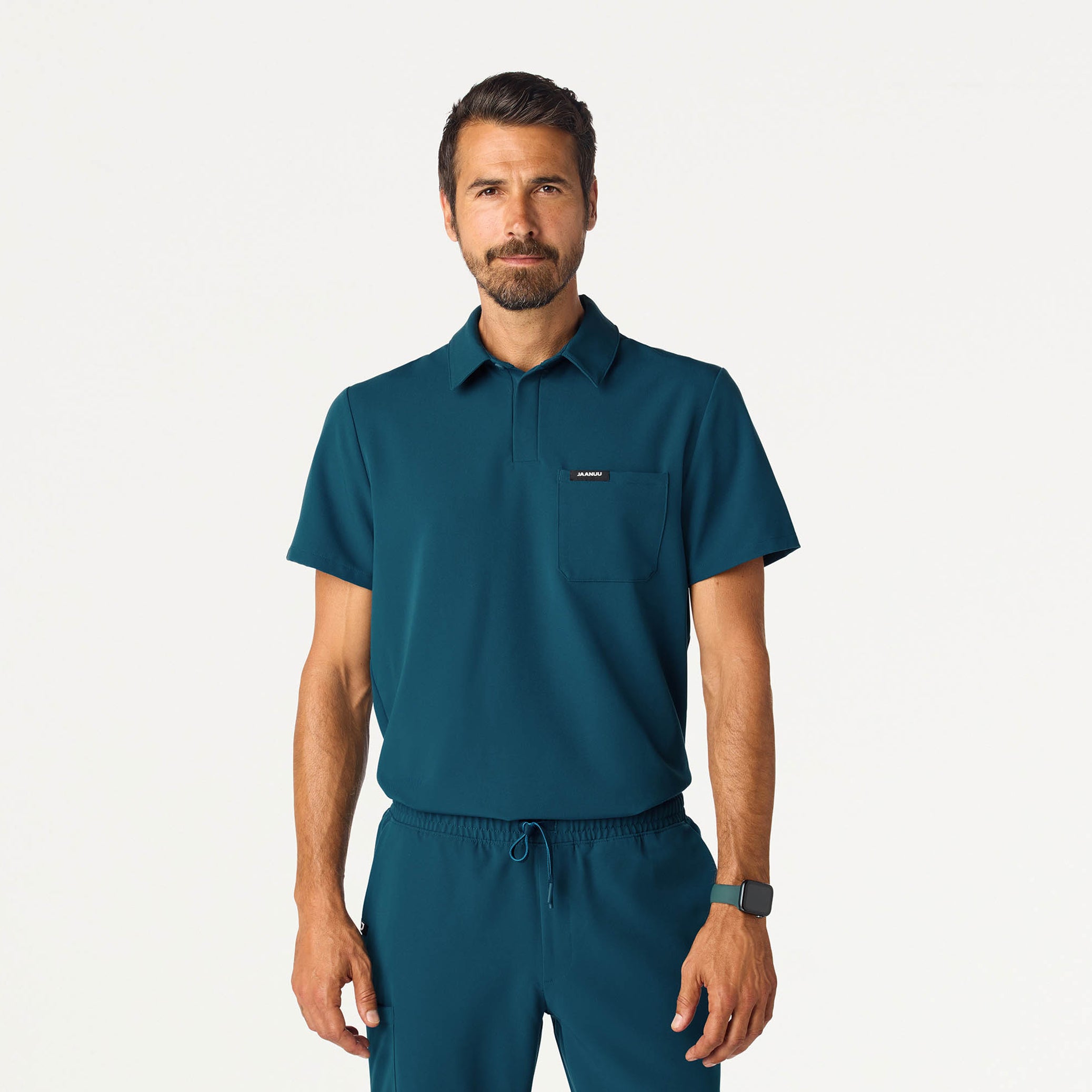 Calderon Polo Scrub Top - Caribbean Blue
