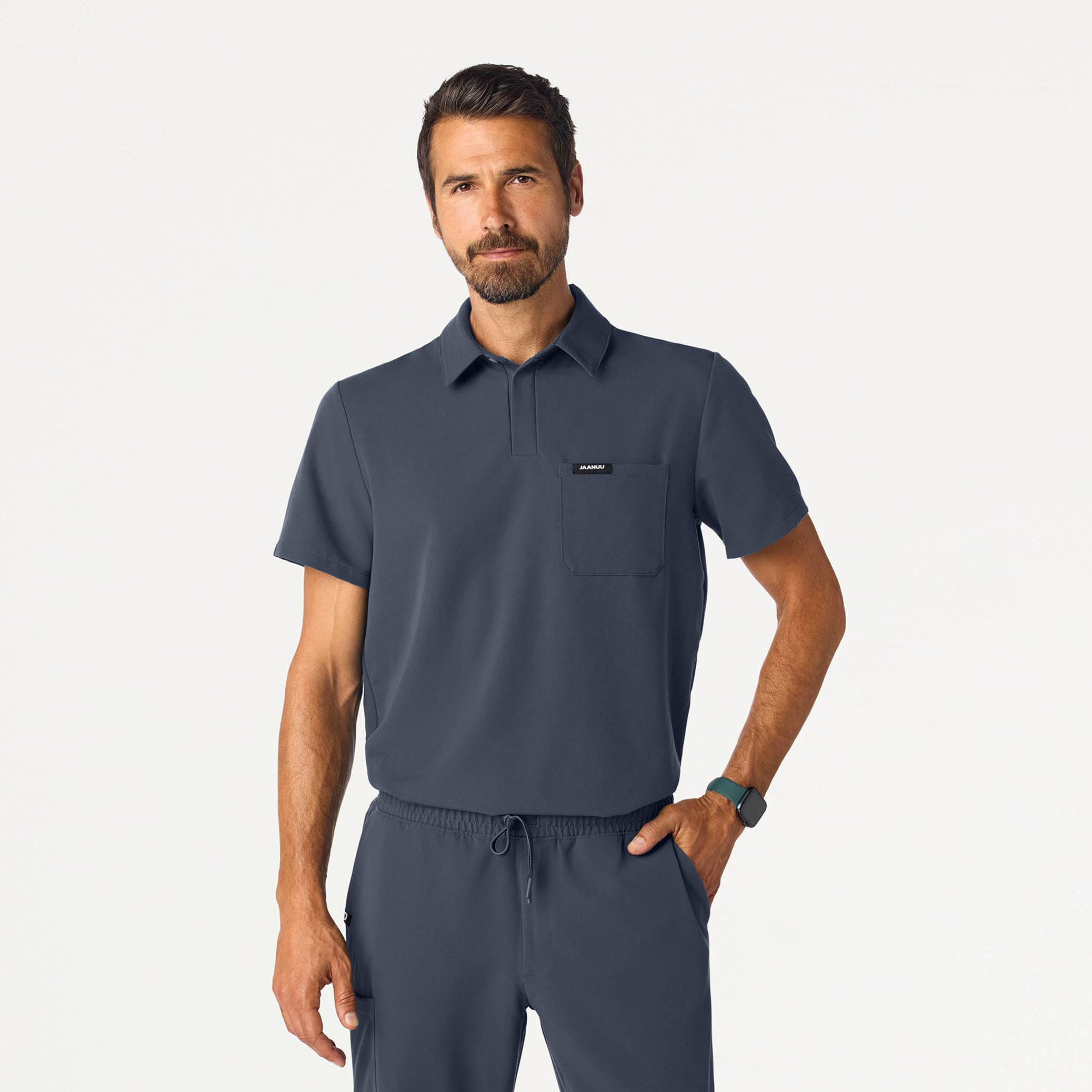 Calderon Polo Scrub Top - Carbon Gray