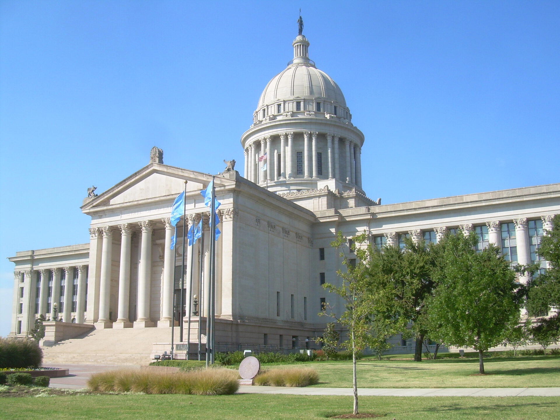 The Oklahoma state capitol building in Oklahoma City, Oklahoma.