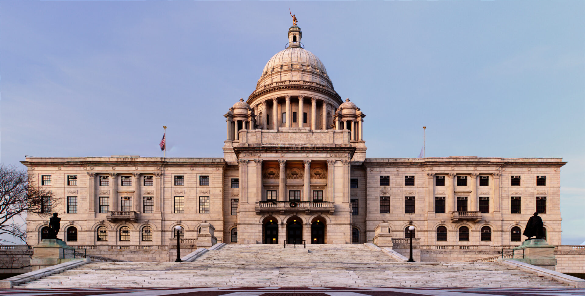 The Rhode Island state house in Providence, Rhode Island.