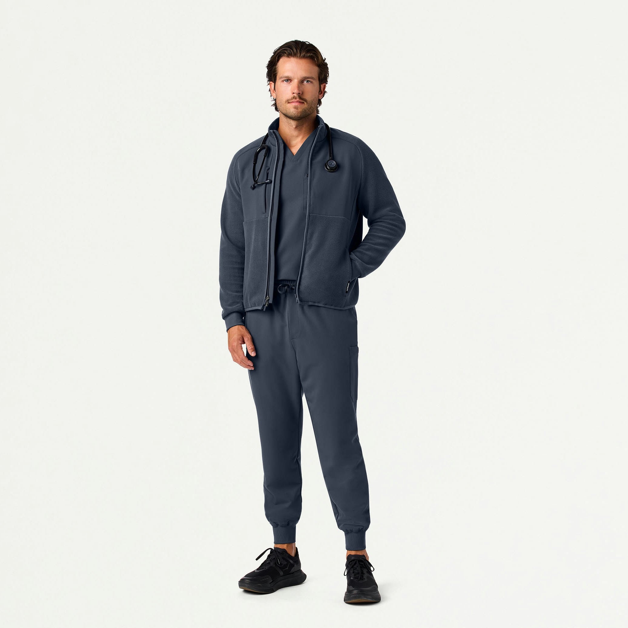 The Auggie Fleece Scrub Set - Carbon Gray - 1