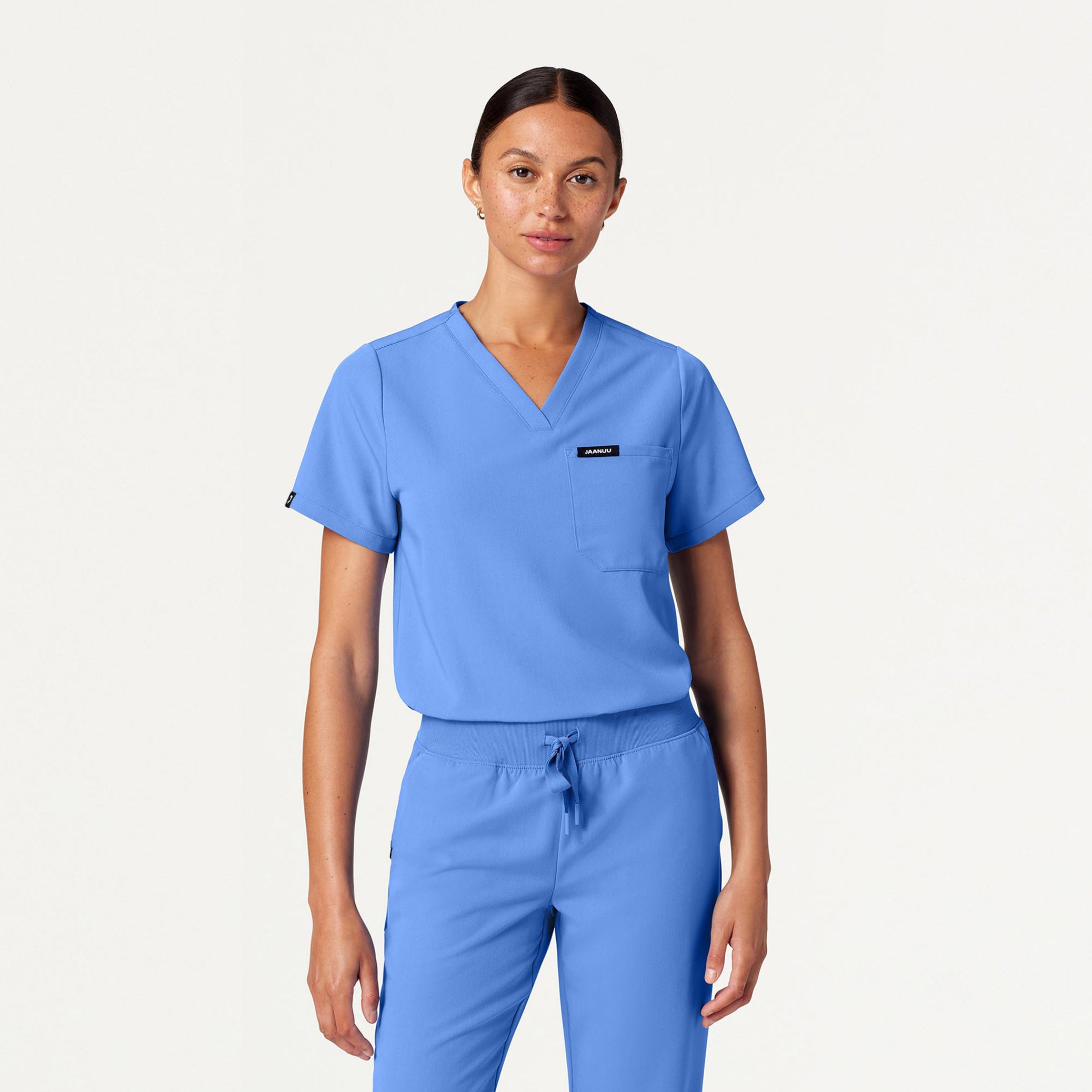 Rhena Essential 1-Pocket Scrub Top - Ceil Blue