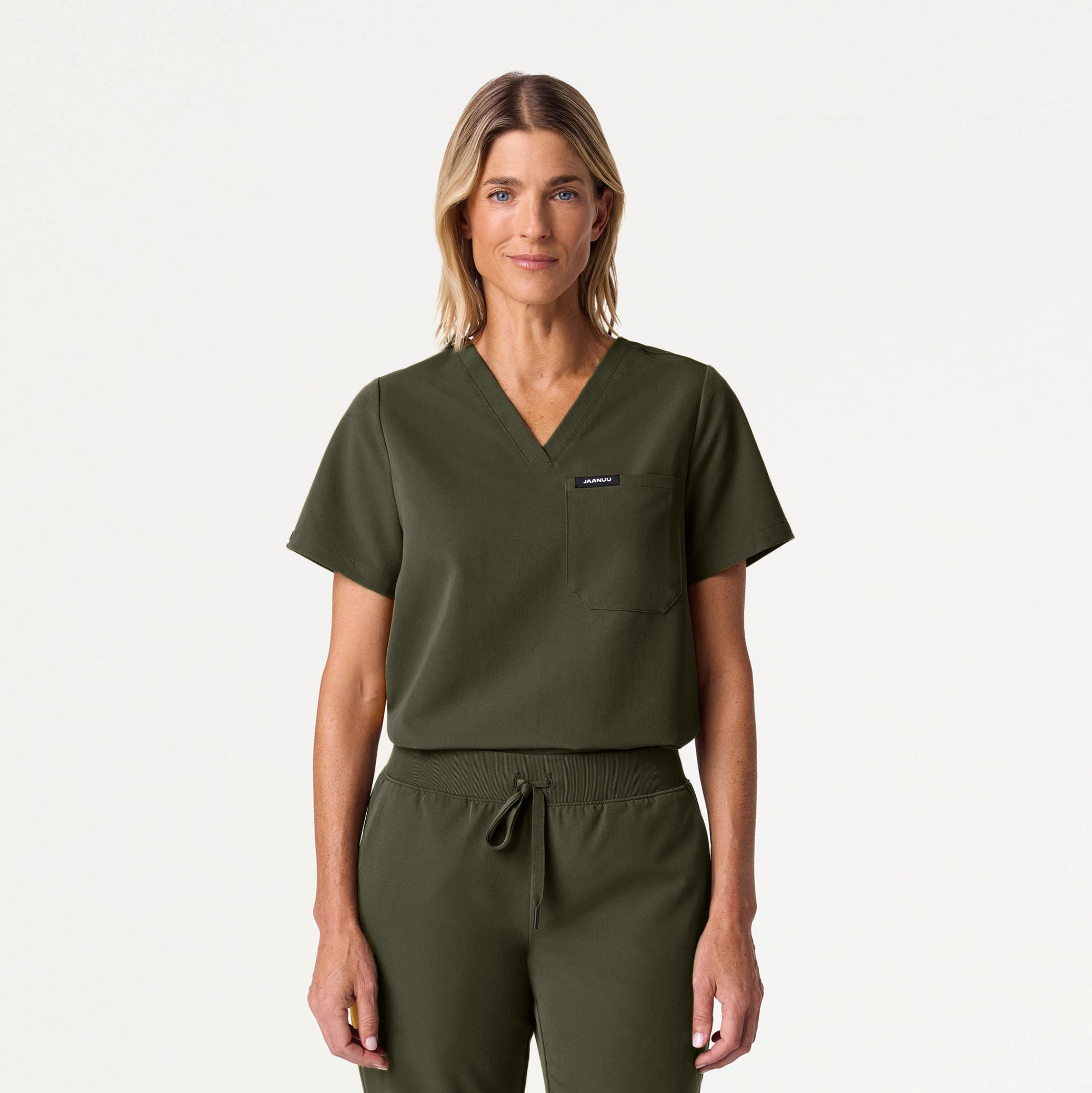 Rhena Essential 1-Pocket Scrub Top - Deep Olive