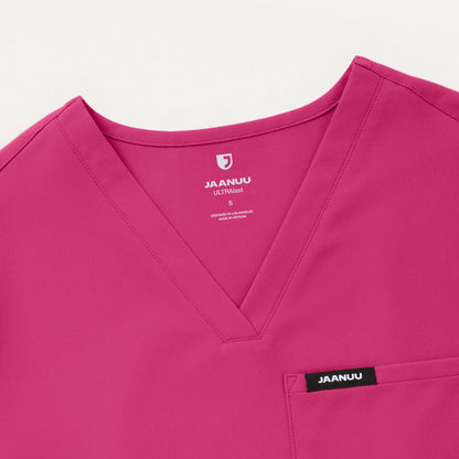 Rhena Essential 1-Pocket Scrub Top - Wild Berry
