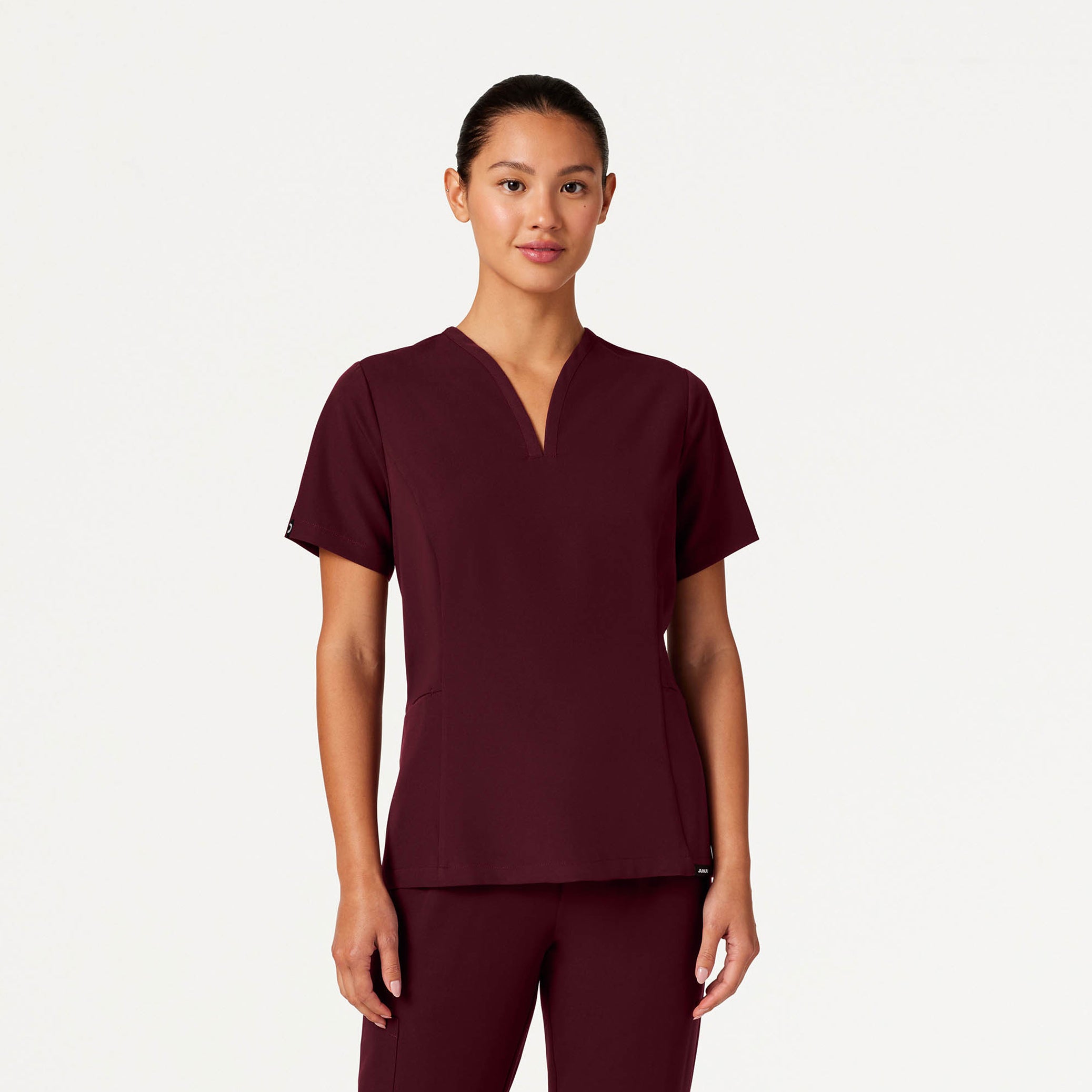 Calix Fit & Flare Scrub Top - Burgundy