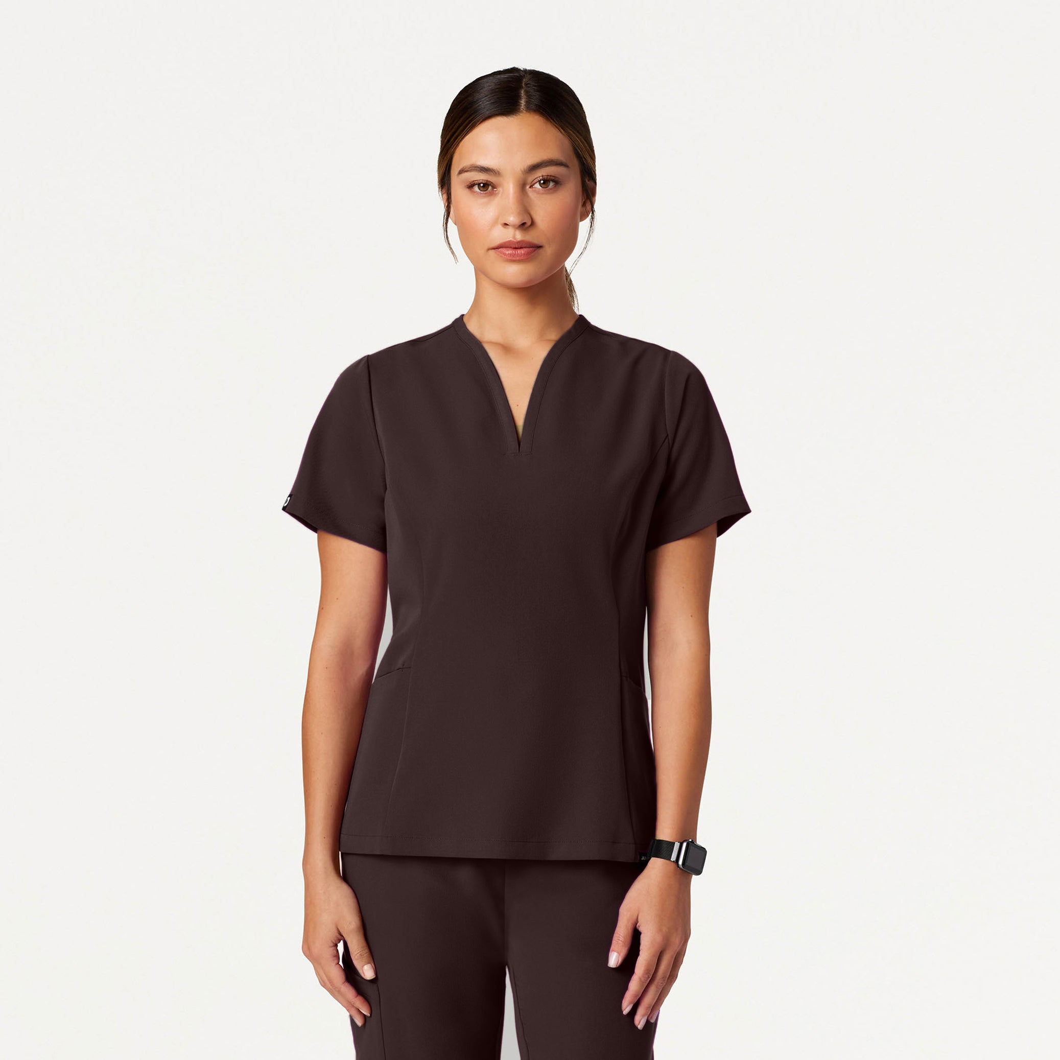 Calix Fit & Flare Scrub Top - Espresso