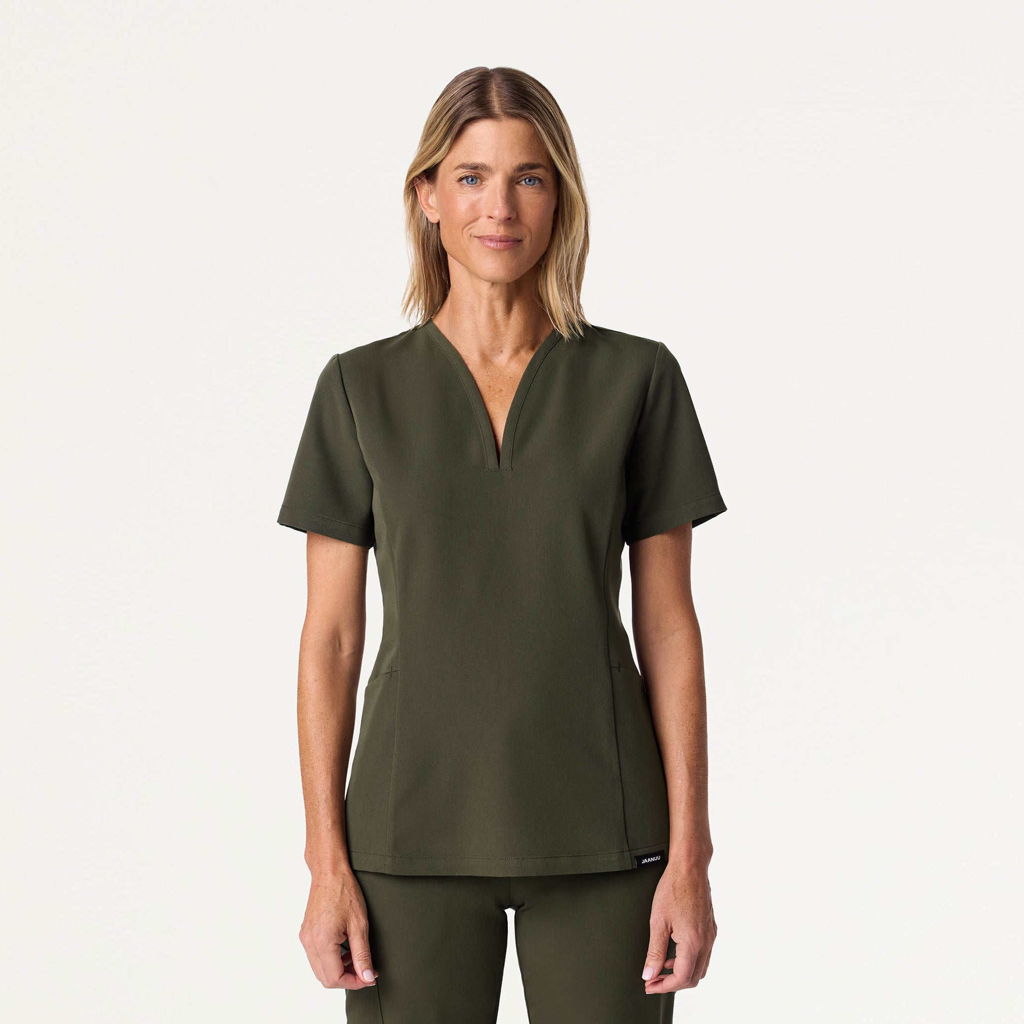 Calix Fit & Flare Scrub Top - Deep Olive
