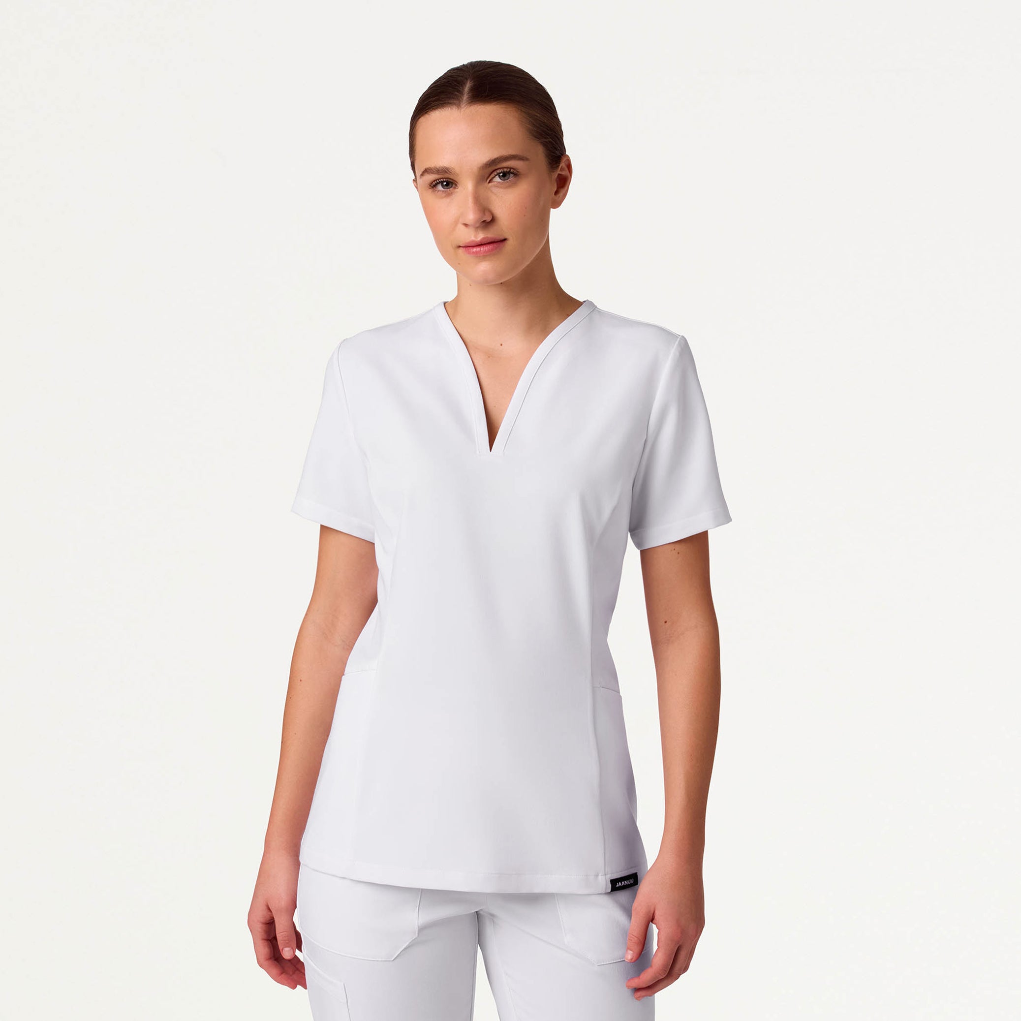 Calix Fit & Flare Scrub Top - White