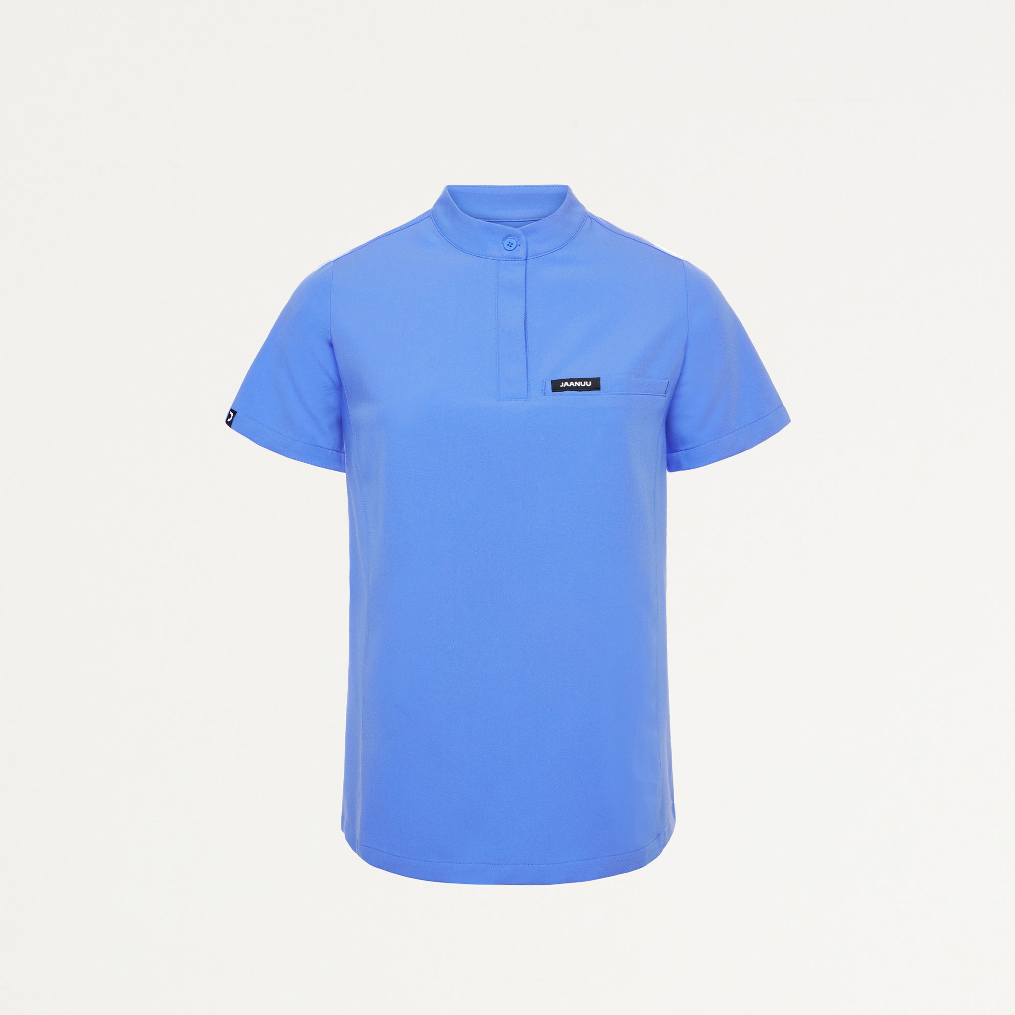 Savi Tuck-In Stand-Collar Scrub Top - Ceil Blue