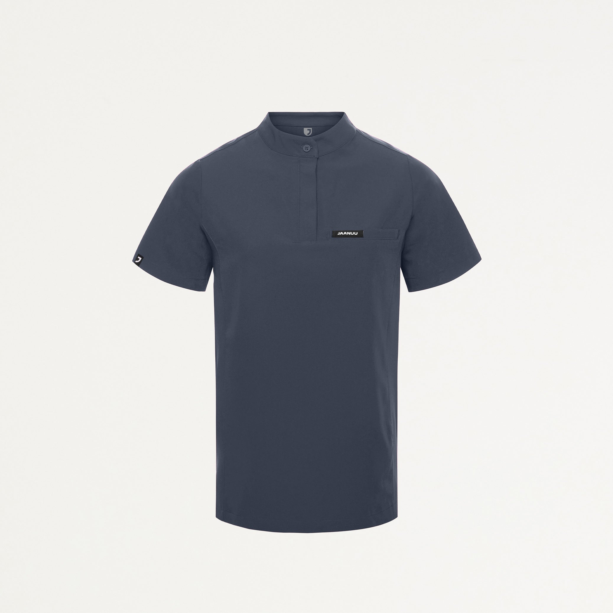 Savi Tuck-In Stand-Collar Scrub Top - Carbon Gray