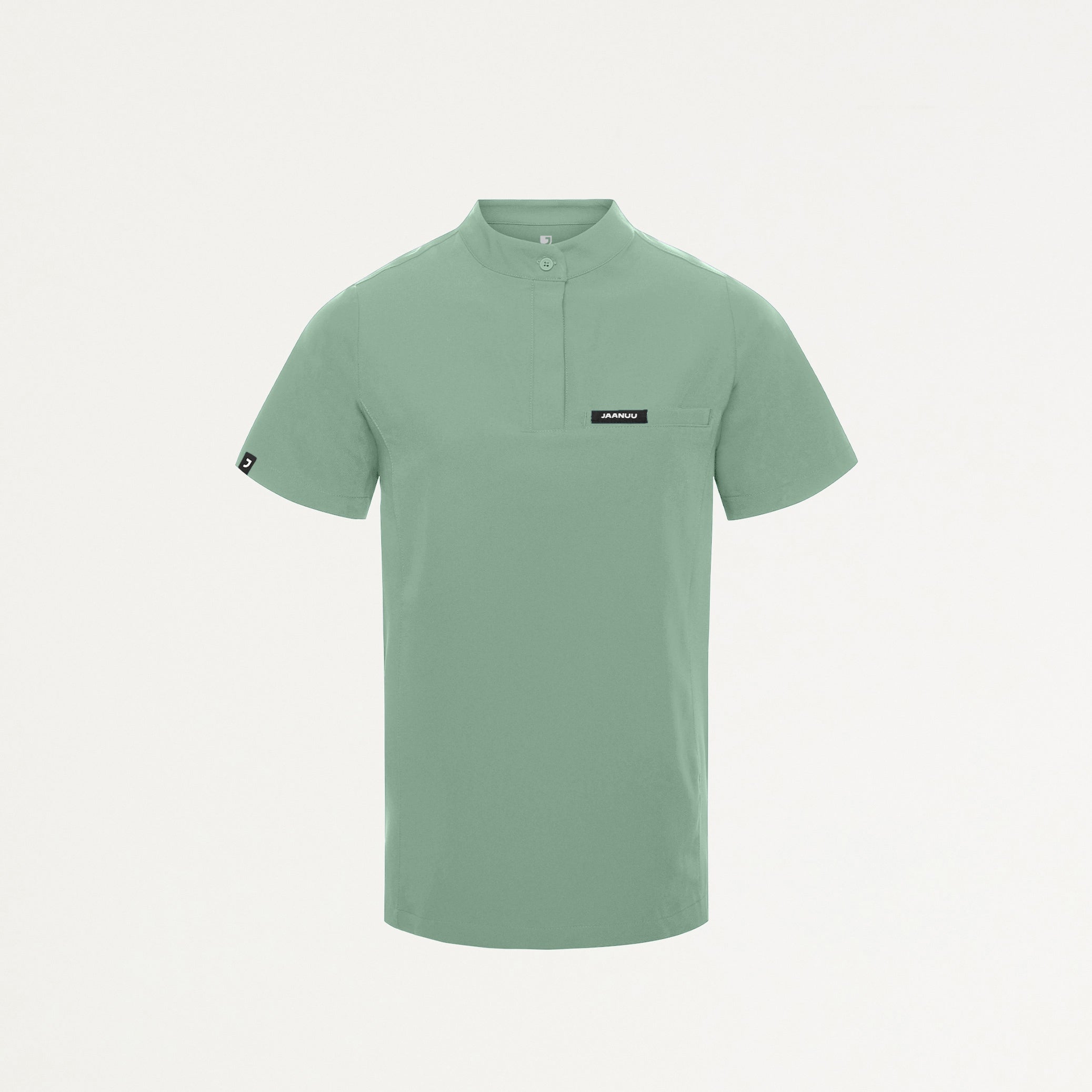 Savi Tuck-In Stand-Collar Scrub Top - Sage