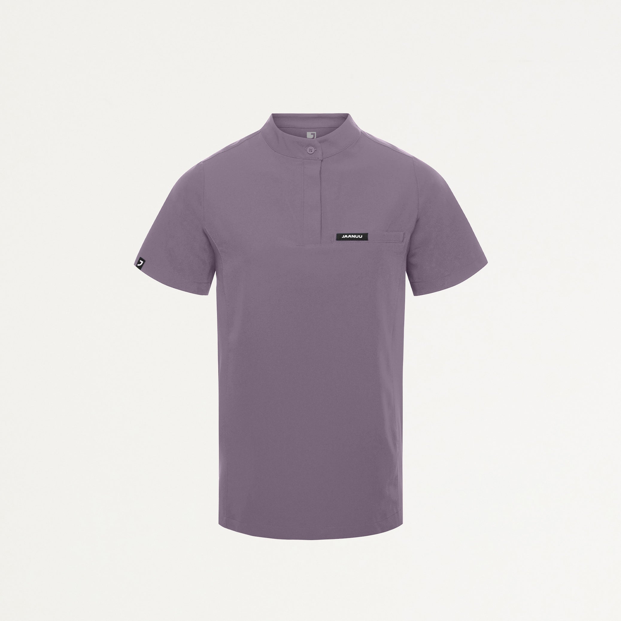 Savi Tuck-In Stand-Collar Scrub Top - Titanium