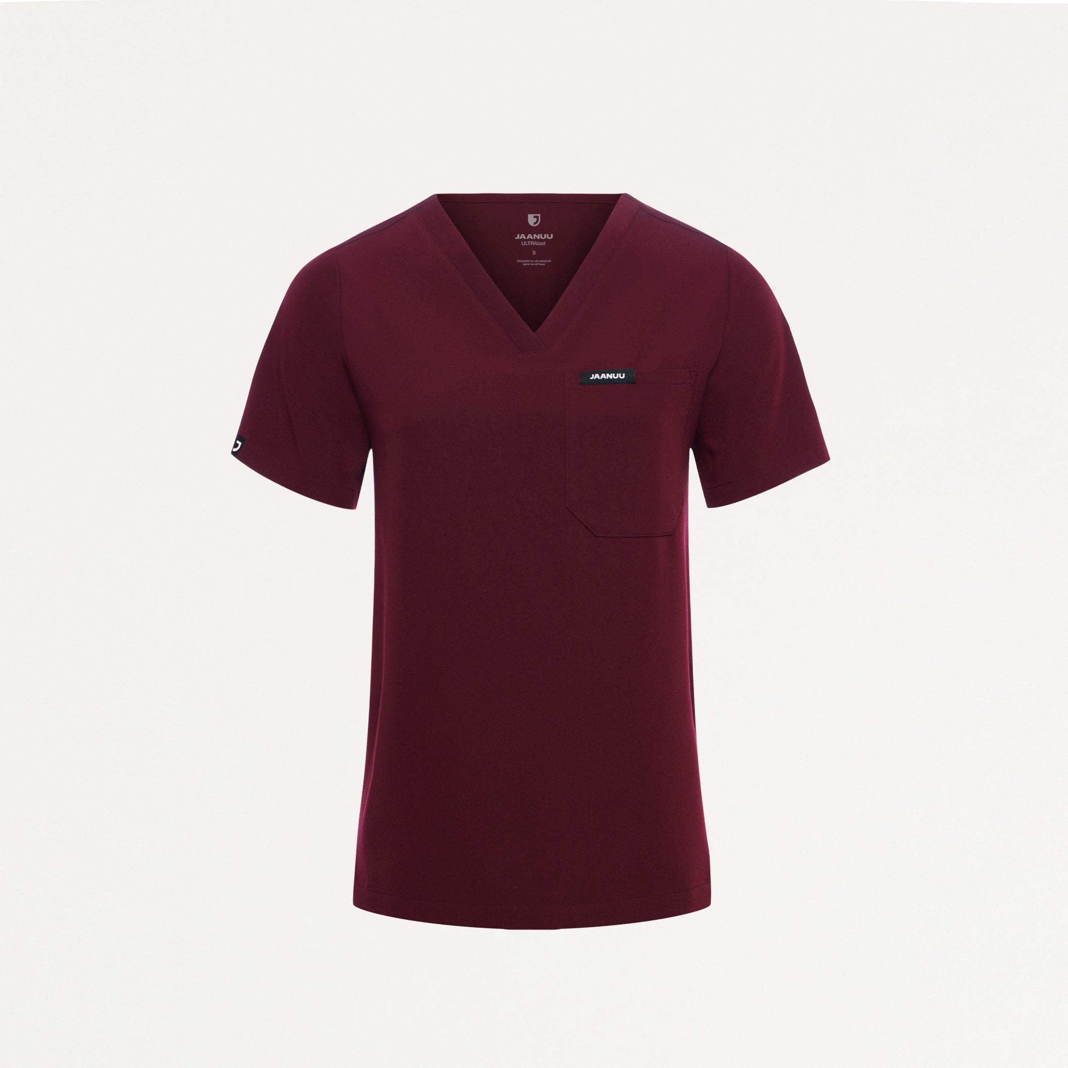 Rhena Slim Essential 1-Pocket Scrub Top - Burgundy
