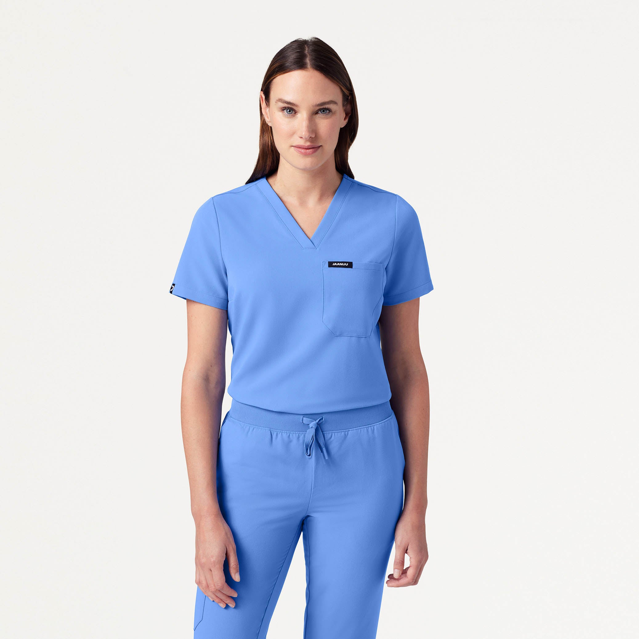 Rhena Slim Essential 1-Pocket Scrub Top - Ceil Blue