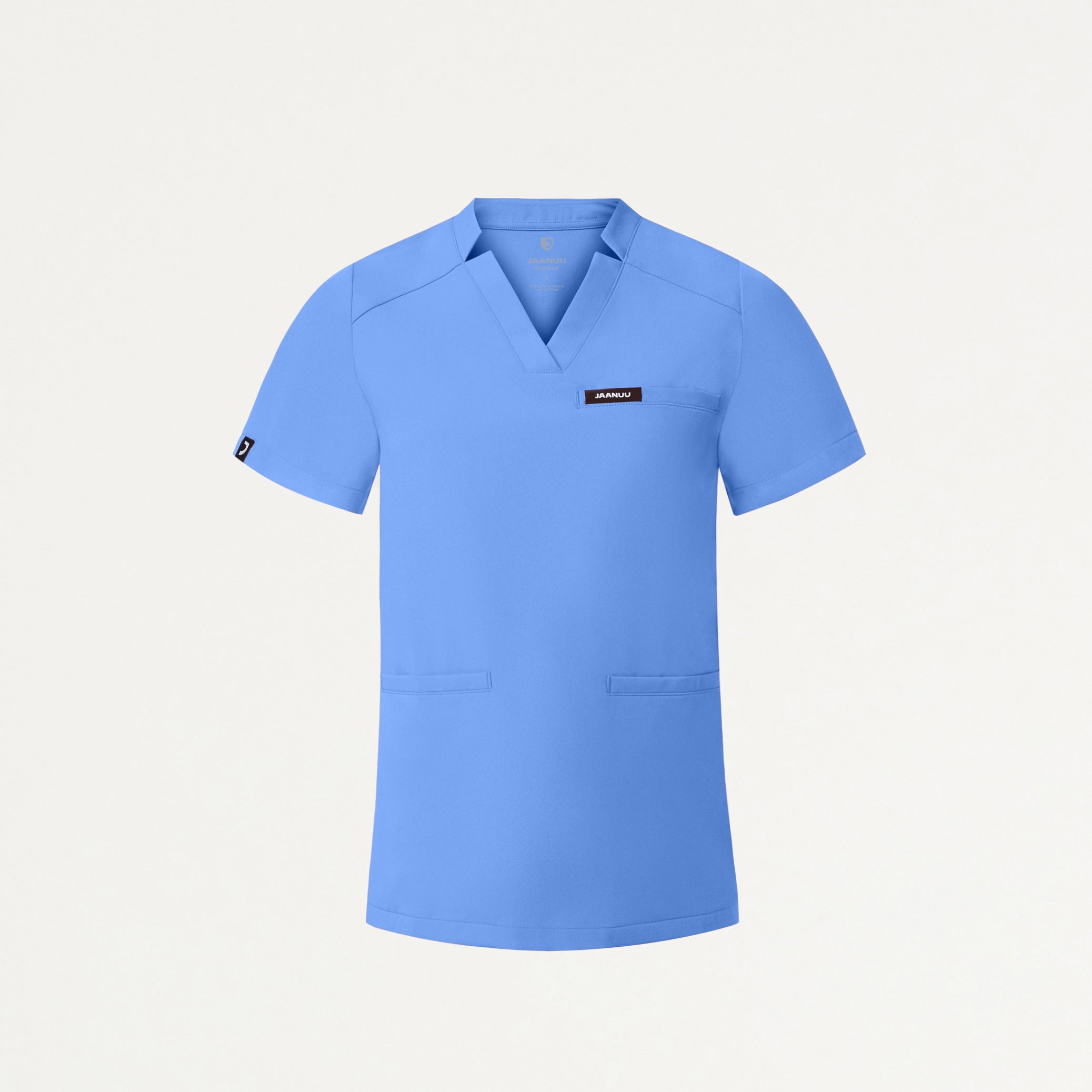 Helia Slim Notched V-Neck Scrub Top - Ceil Blue