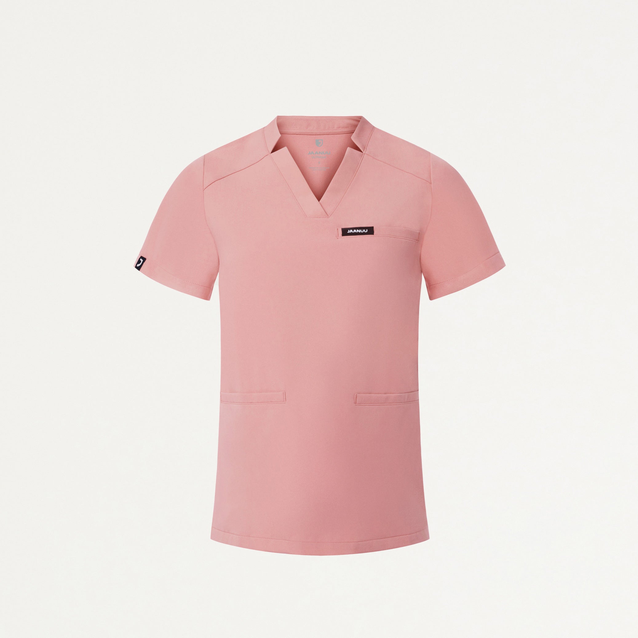 Helia Slim Notched V-Neck Scrub Top - Mauve