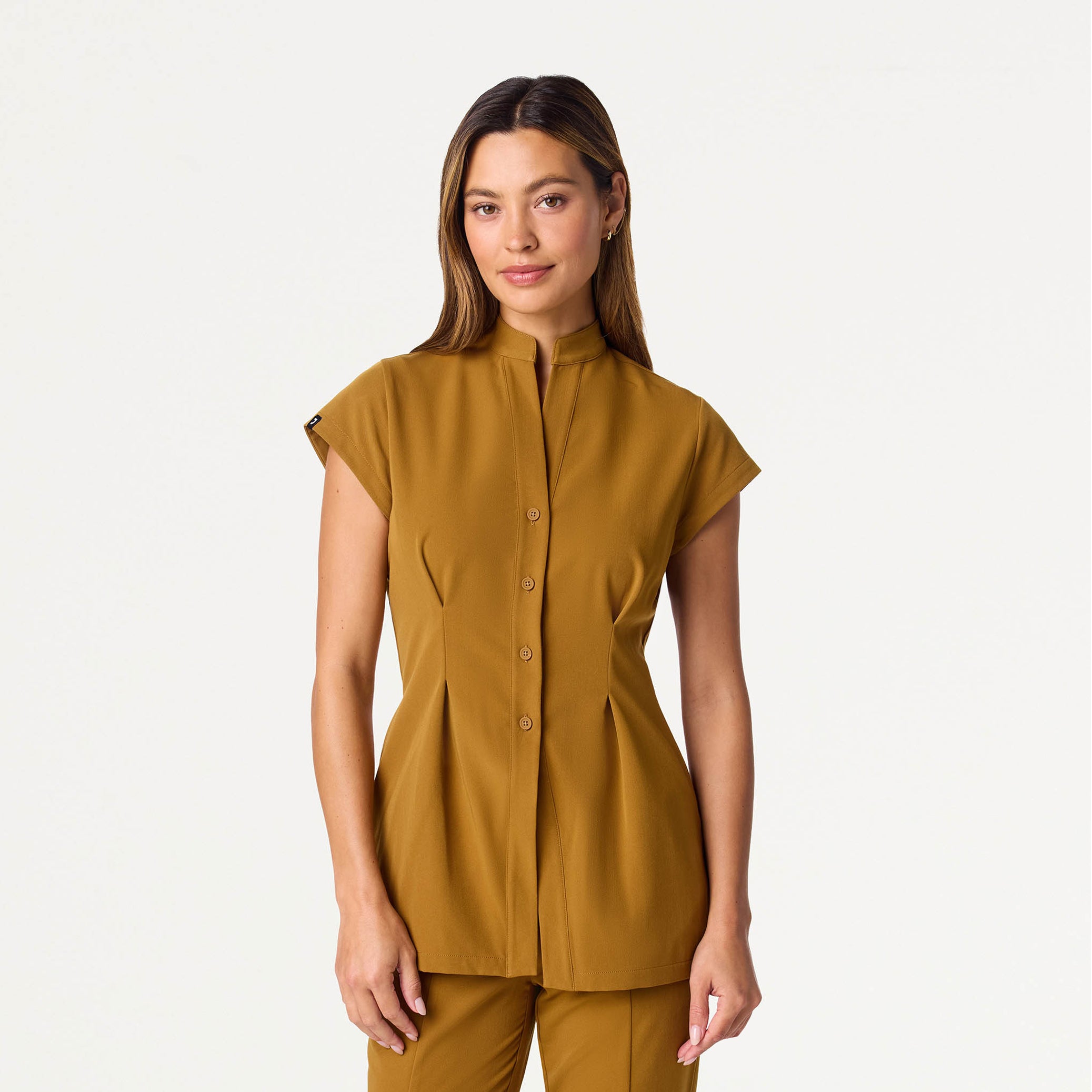 Sofie Fit & Flare Tunic Scrub Top - Cider