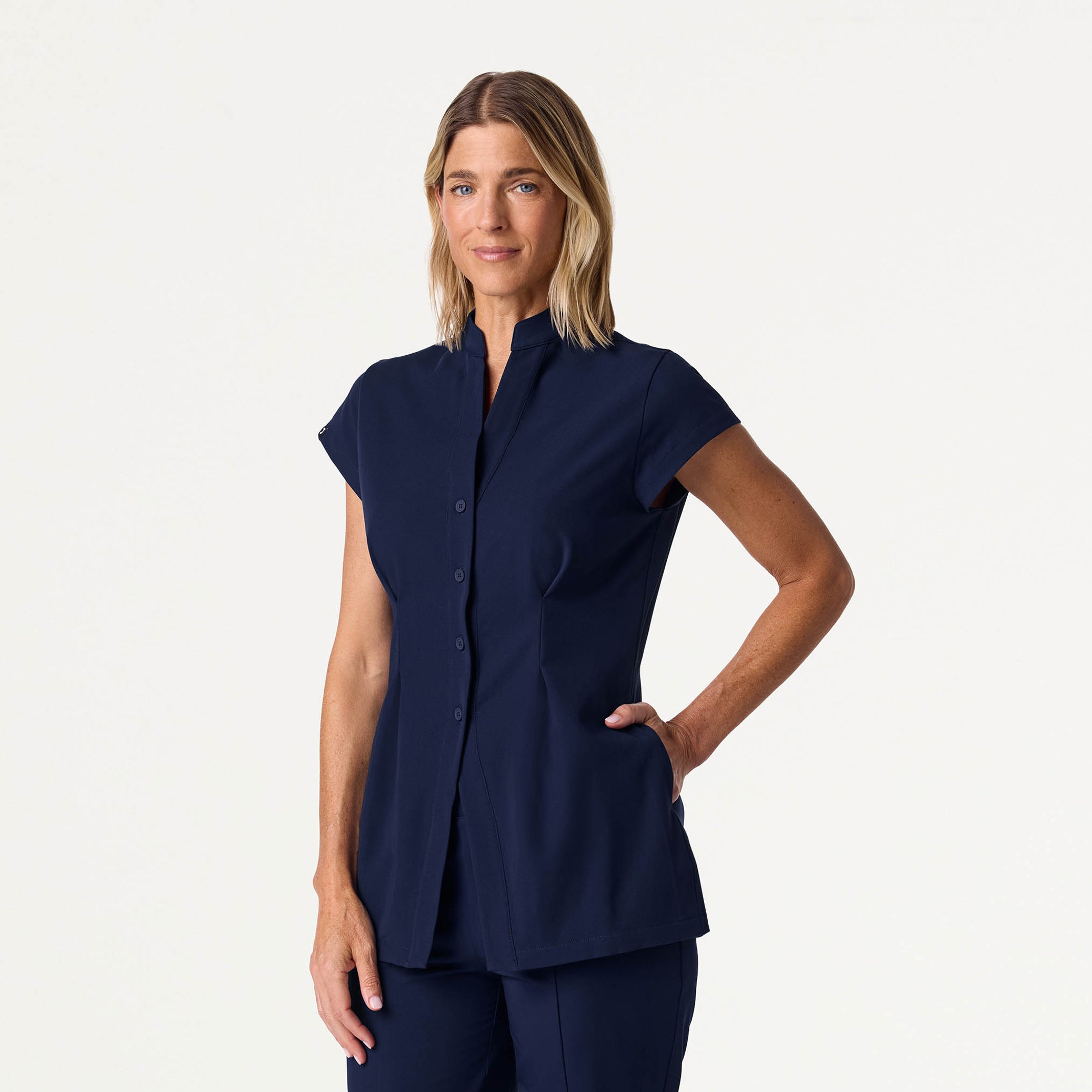 Sofie Fit & Flare Tunic Scrub Top - Midnight Navy