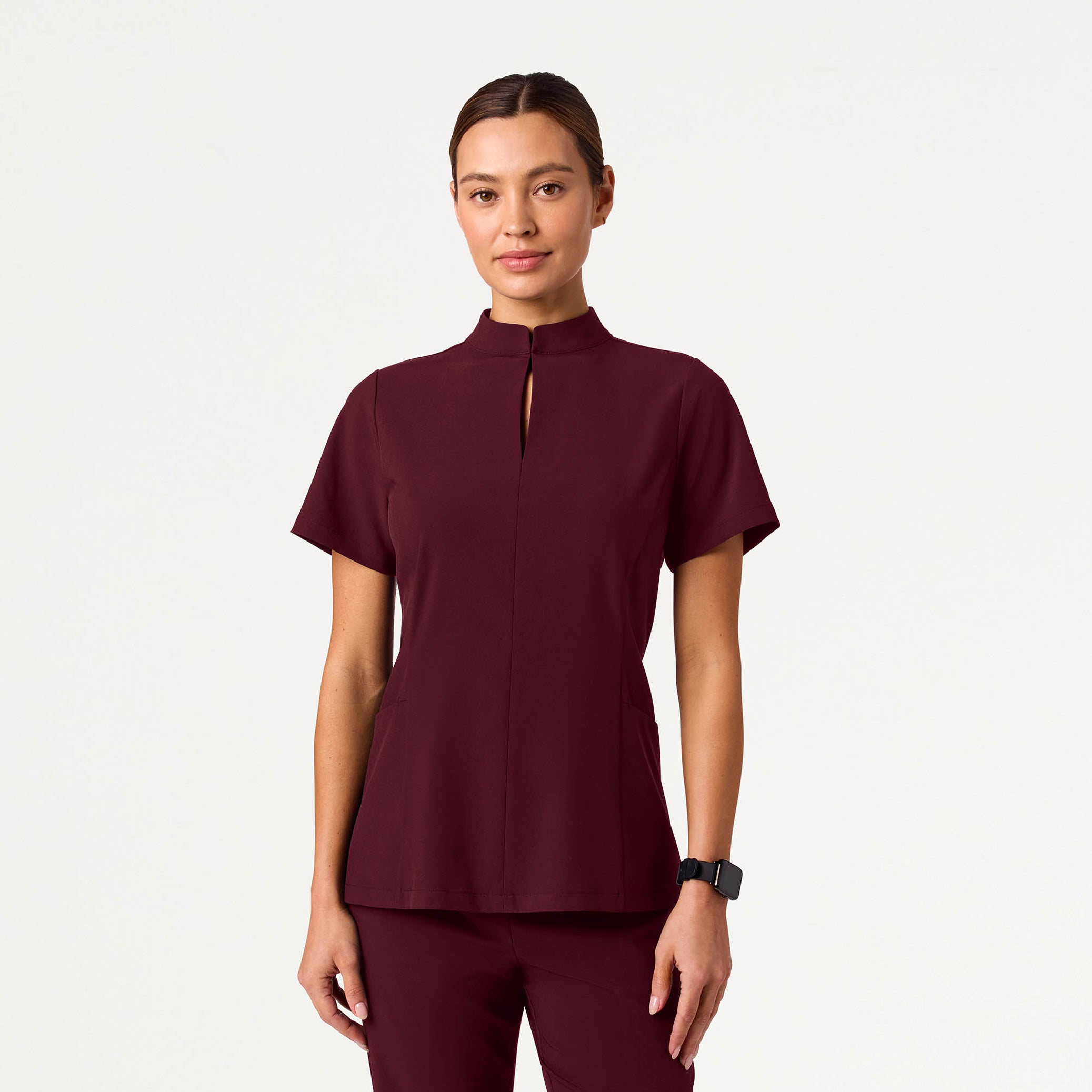 Aria Fit & Flare UltraLITE™ Scrub Top - Burgundy