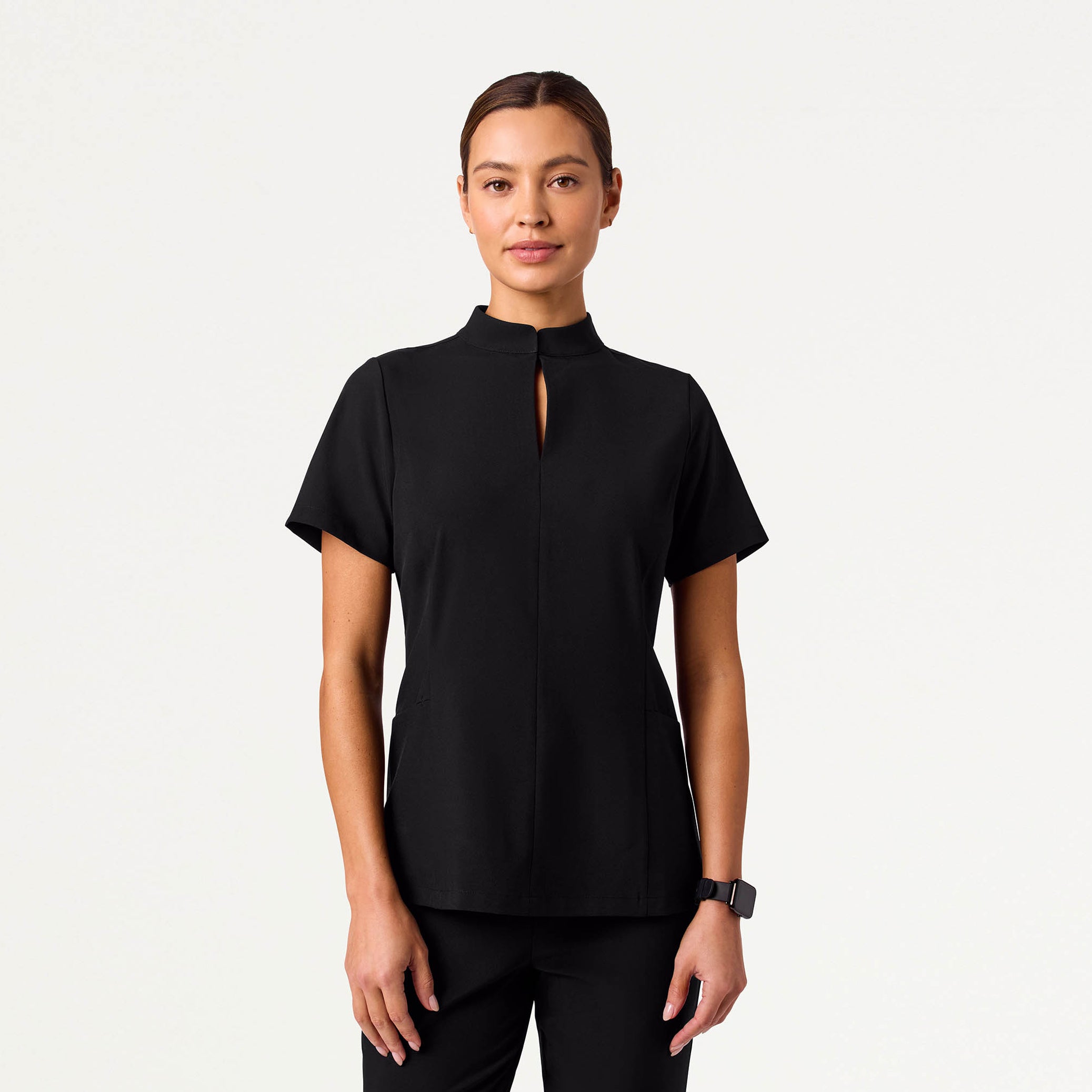 Aria Fit & Flare UltraLITE™ Scrub Top - Black