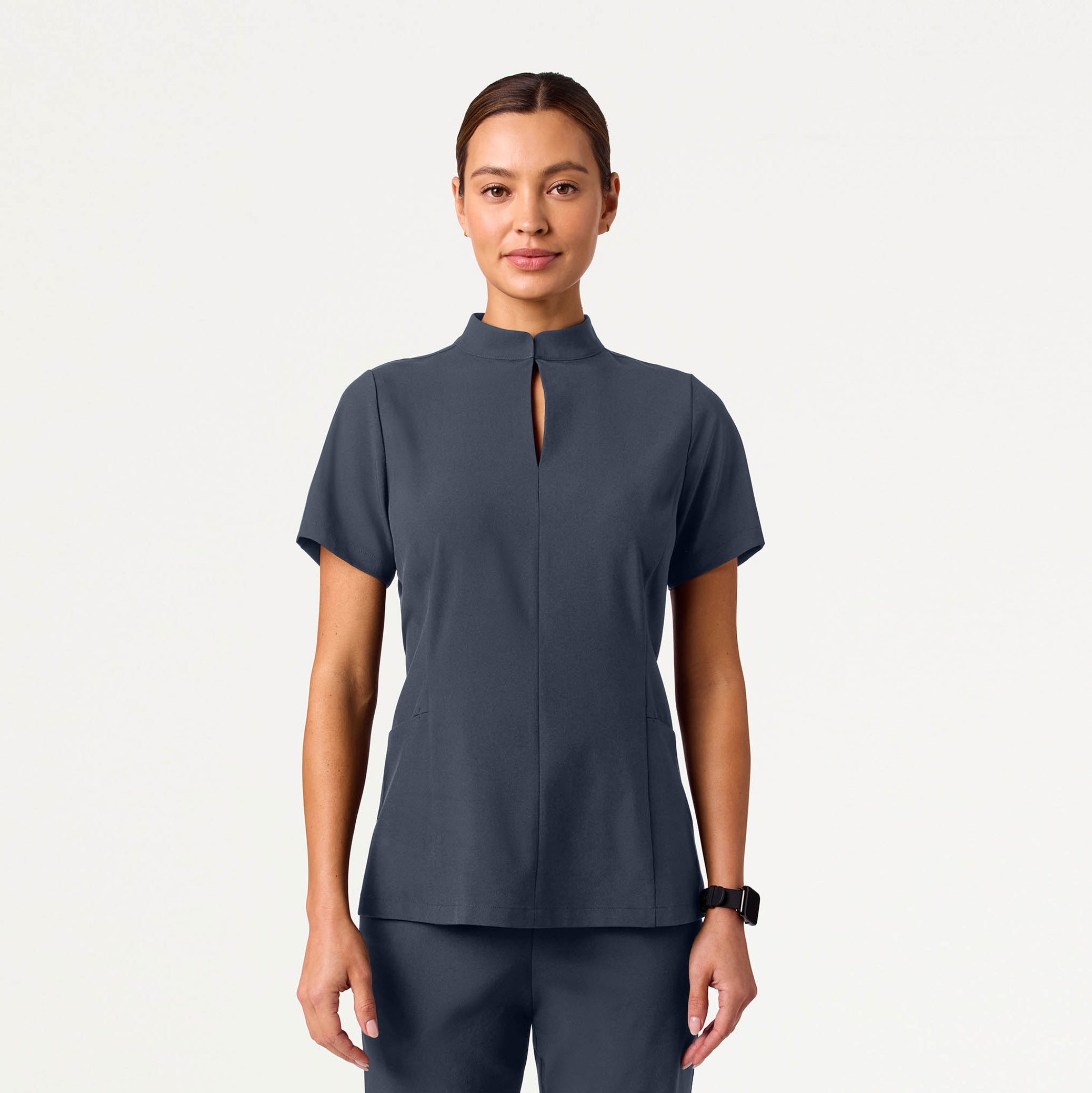 Aria Fit & Flare UltraLITE™ Scrub Top - Carbon Gray