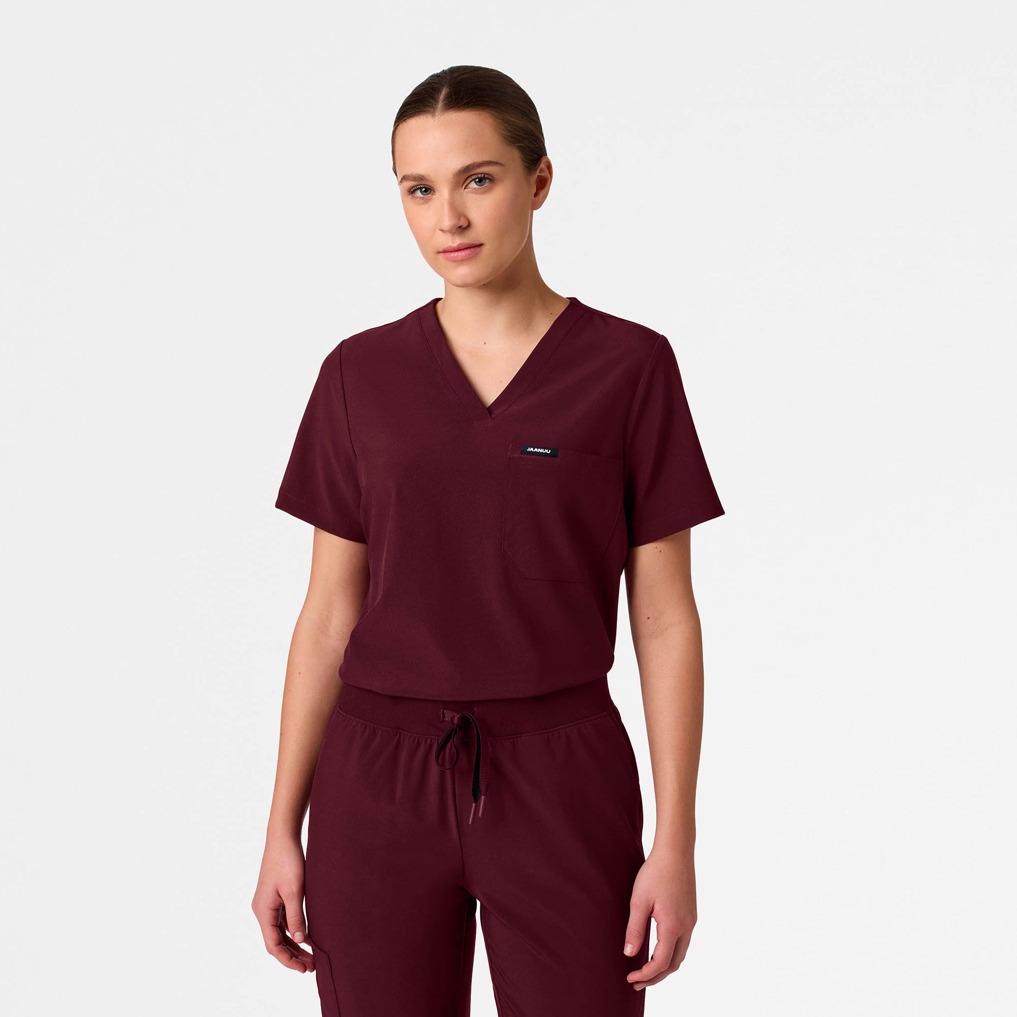 Rhena Slim UltraLITE™ 1-Pocket Scrub Top - Burgundy