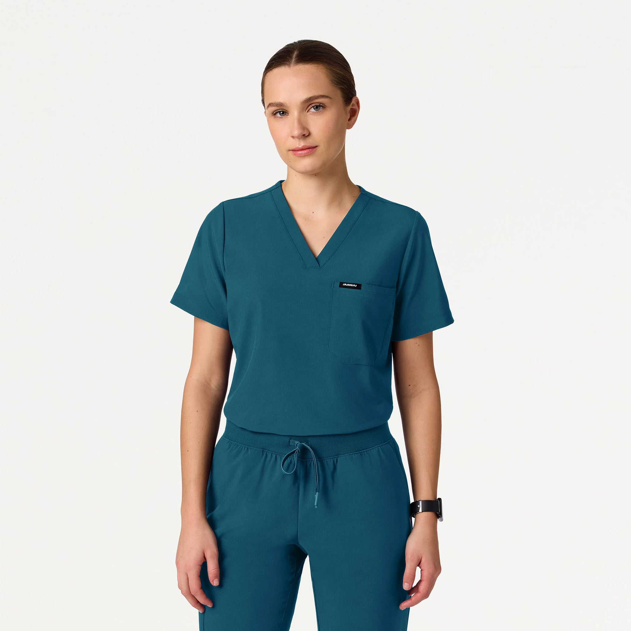 Rhena Slim UltraLITE™ 1-Pocket Scrub Top - Caribbean Blue