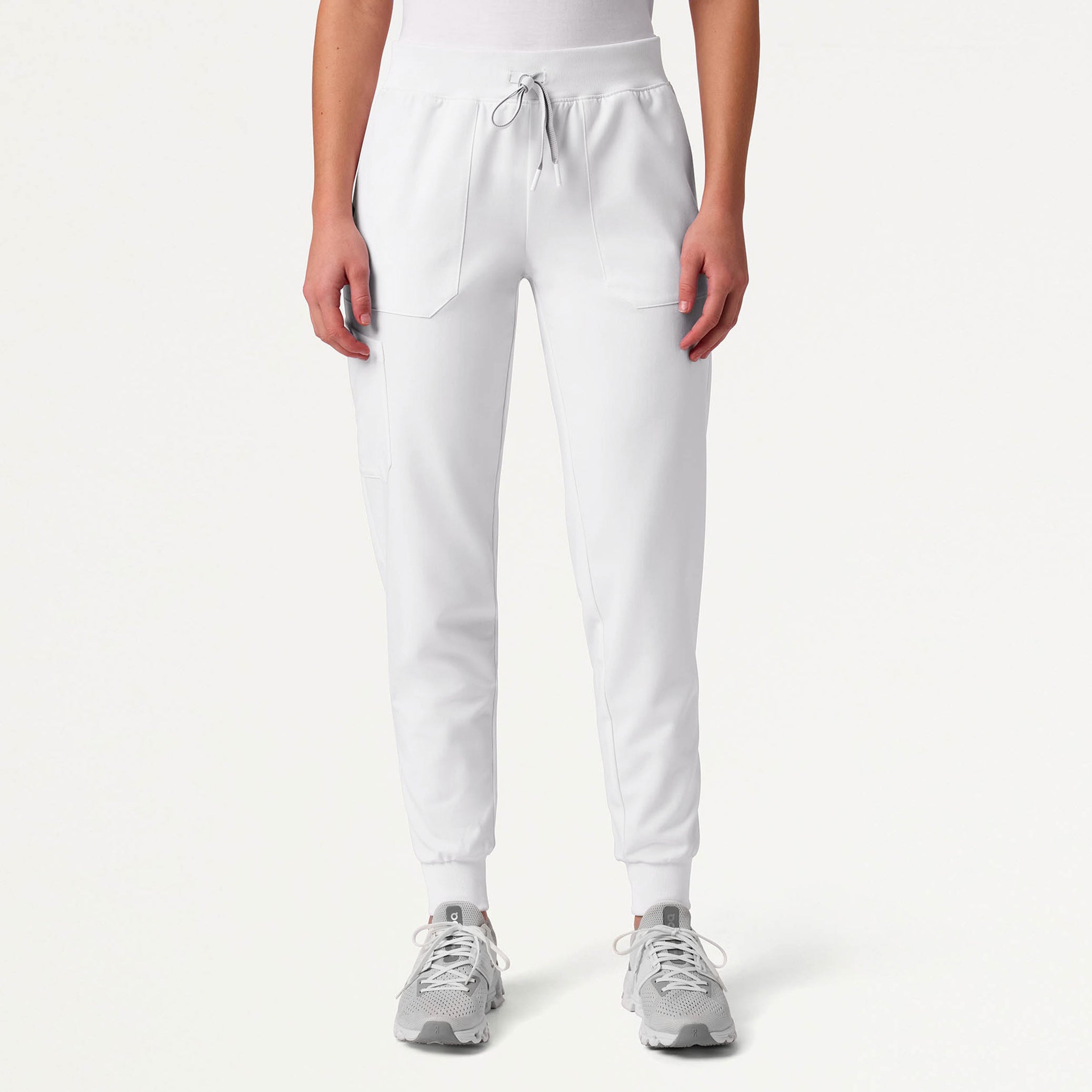 Silex Slim Cargo Knit-Waist Scrub Jogger - White