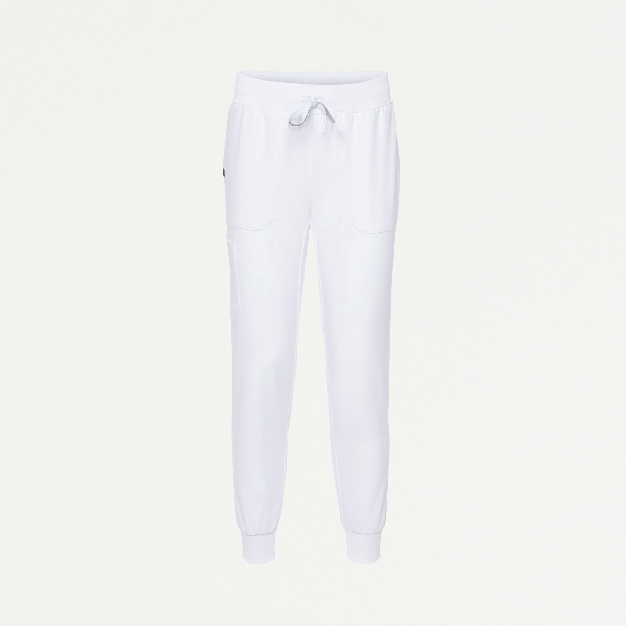 Silex Slim Cargo Knit-Waist Scrub Jogger - White