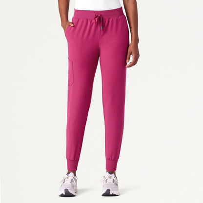 Silex Slim Knit-Waist Scrub Jogger - Wild Berry