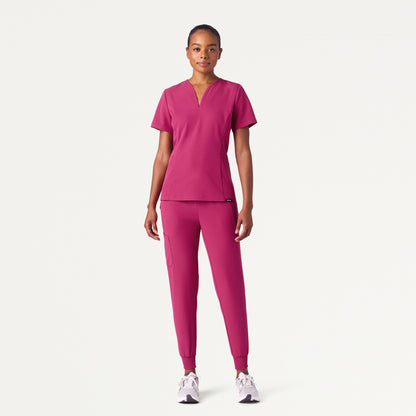 Silex Slim Knit-Waist Scrub Jogger - Wild Berry
