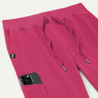 Silex Slim Knit-Waist Scrub Jogger - Wild Berry