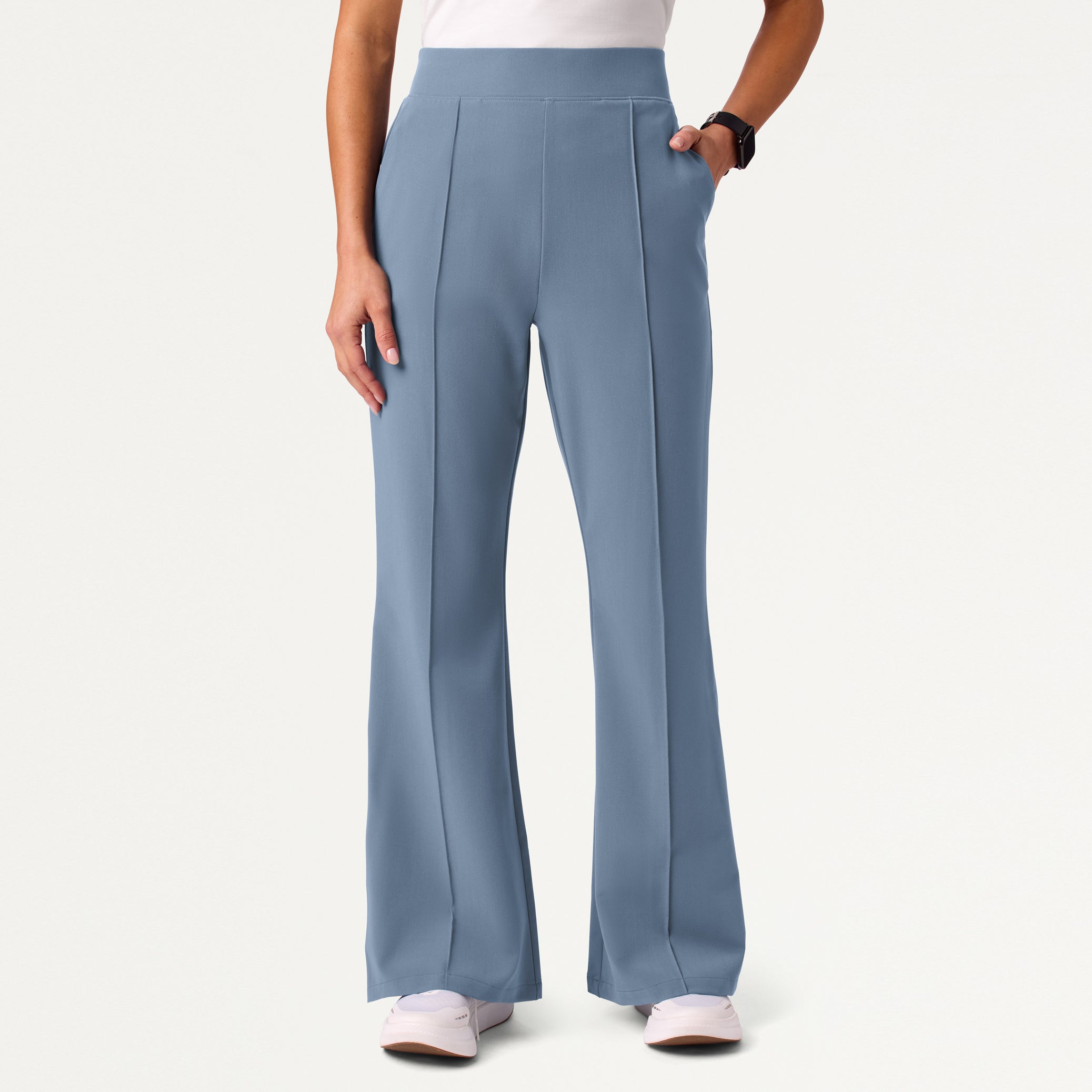 Kori High Waisted Flare Scrub Pant - Storm Blue