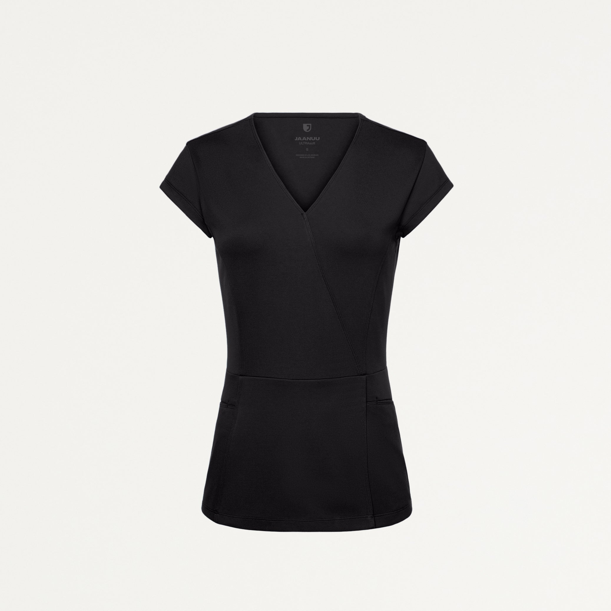 Isla Mock-Wrap UltraSOFT™ Scrub Top - Black