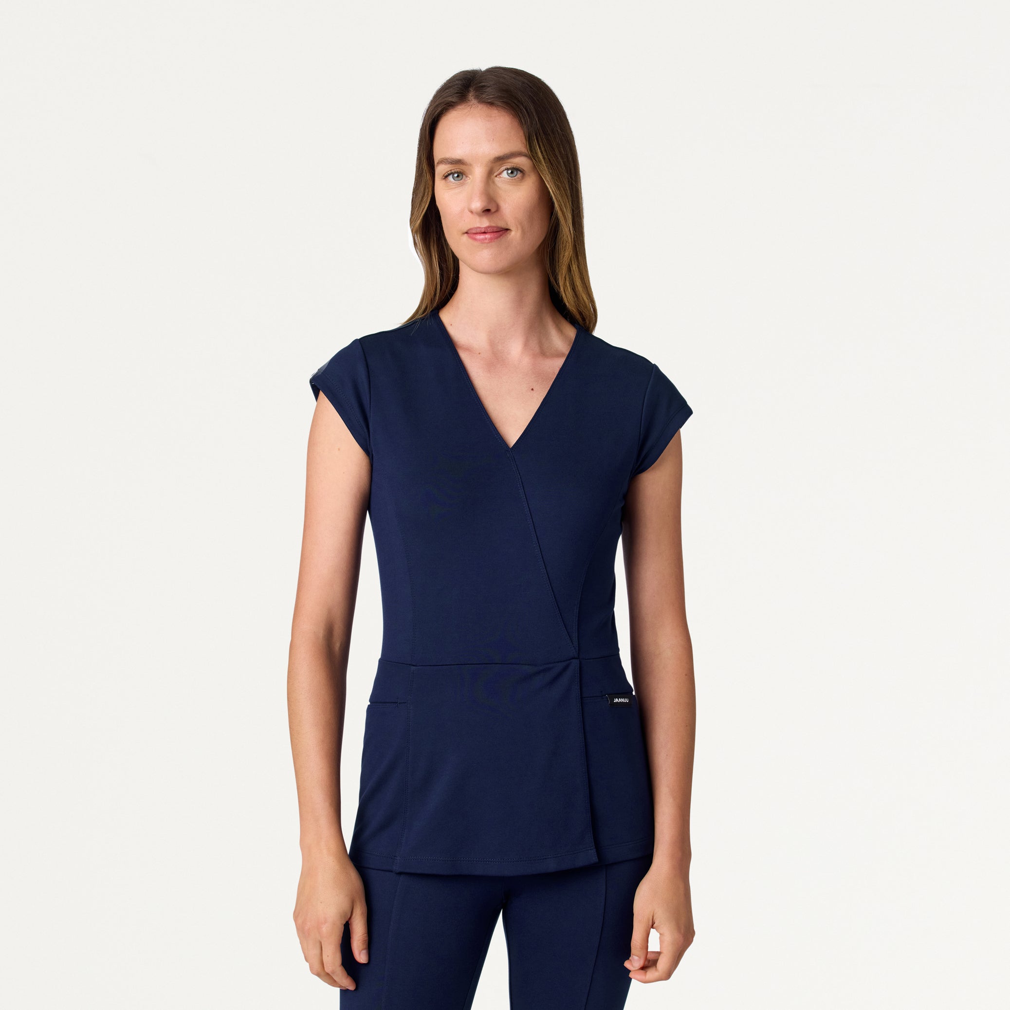 Isla Mock-Wrap UltraSOFT™ Scrub Top - Midnight Navy