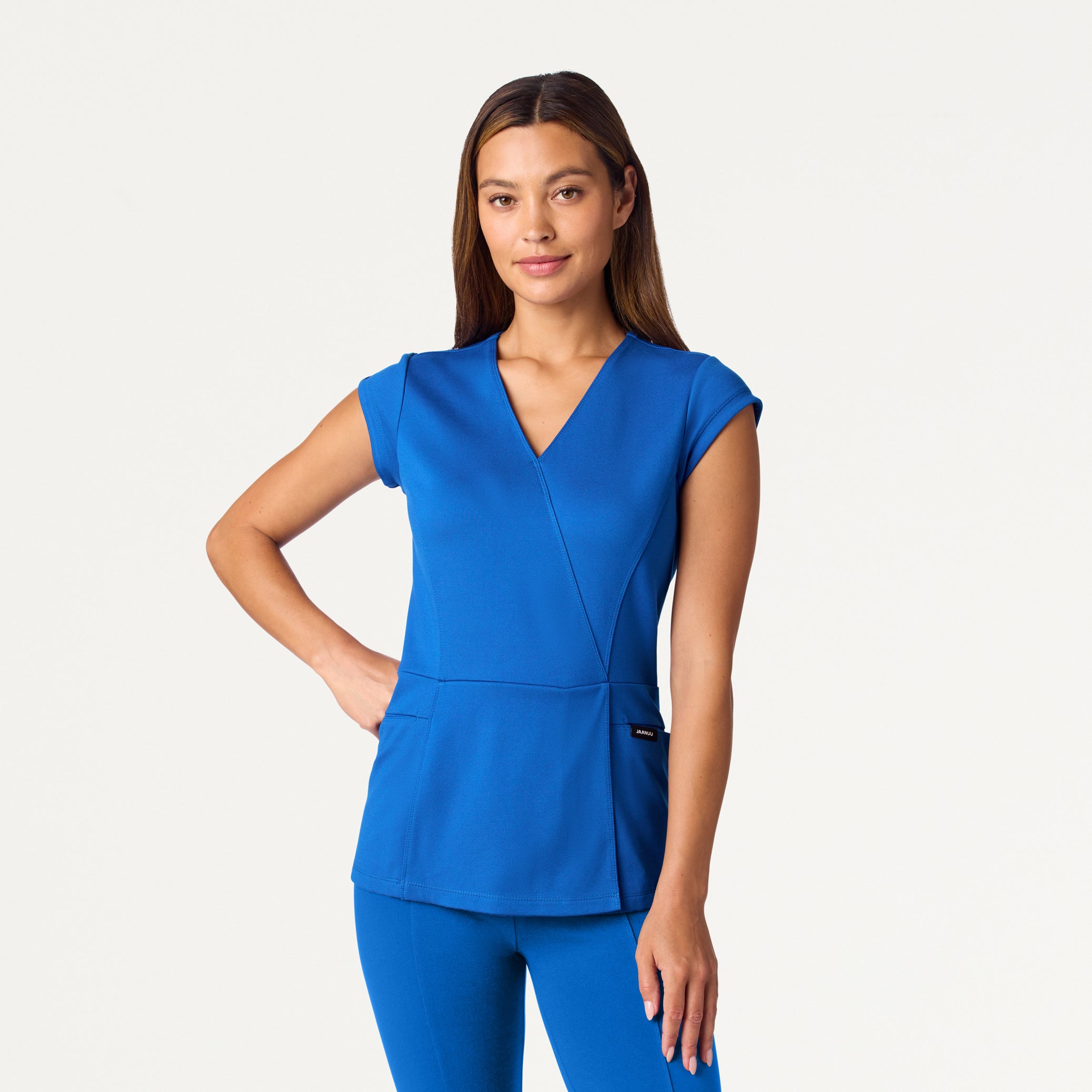 Isla Mock-Wrap UltraSOFT™ Scrub Top - Royal Blue