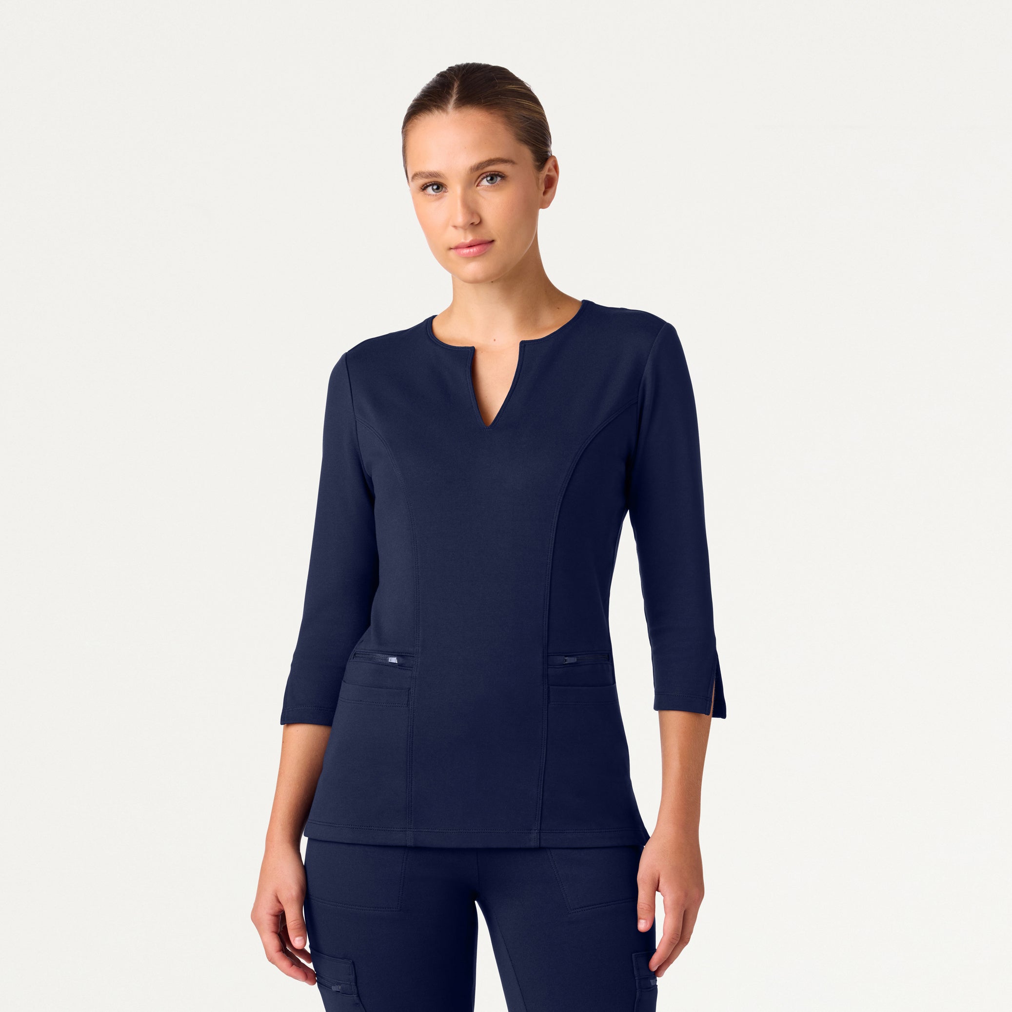 Zoe Slim 3/4-Sleeve UltraSOFT™ Scrub Top - Midnight Navy