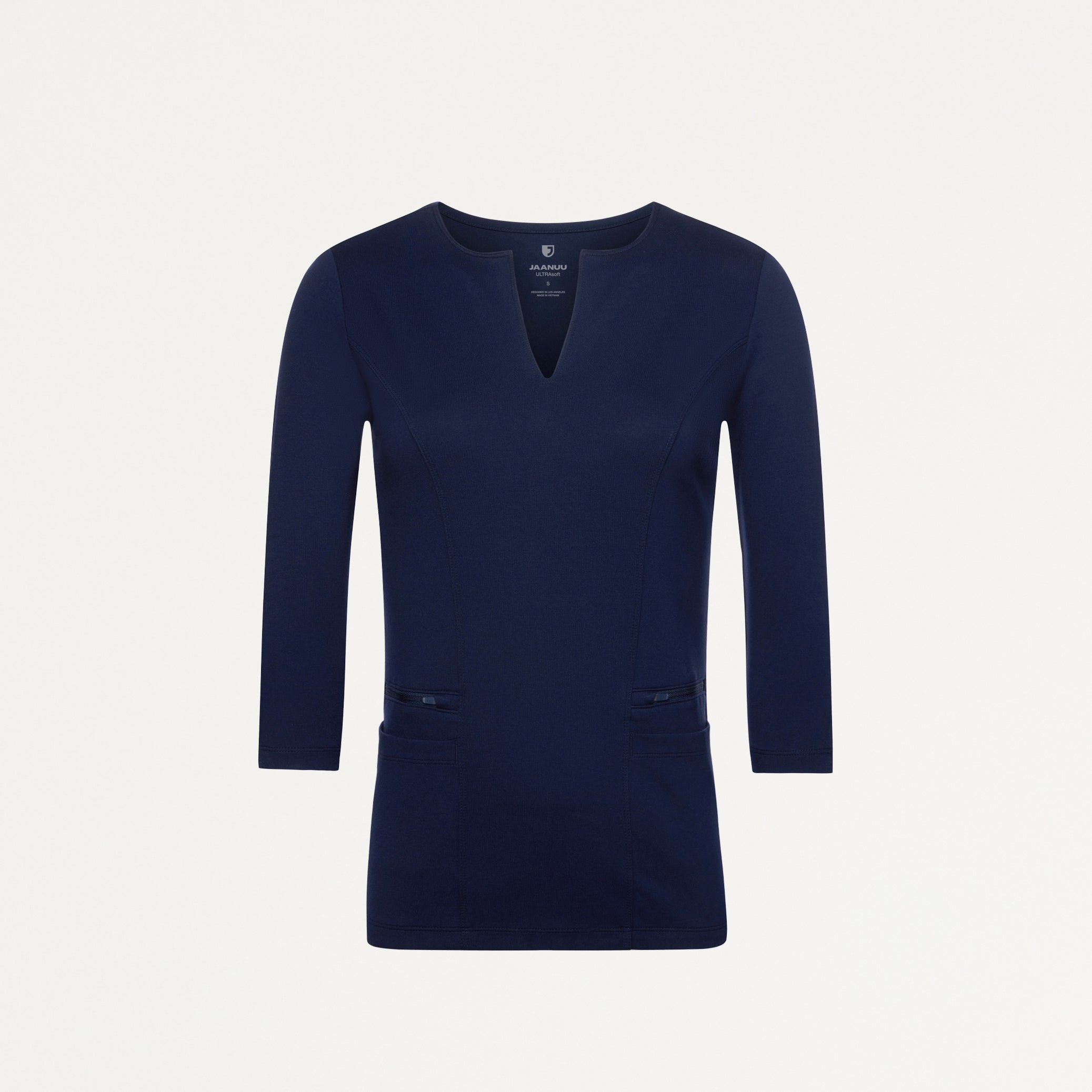 Zoe Slim 3/4-Sleeve UltraSOFT™ Scrub Top - Midnight Navy