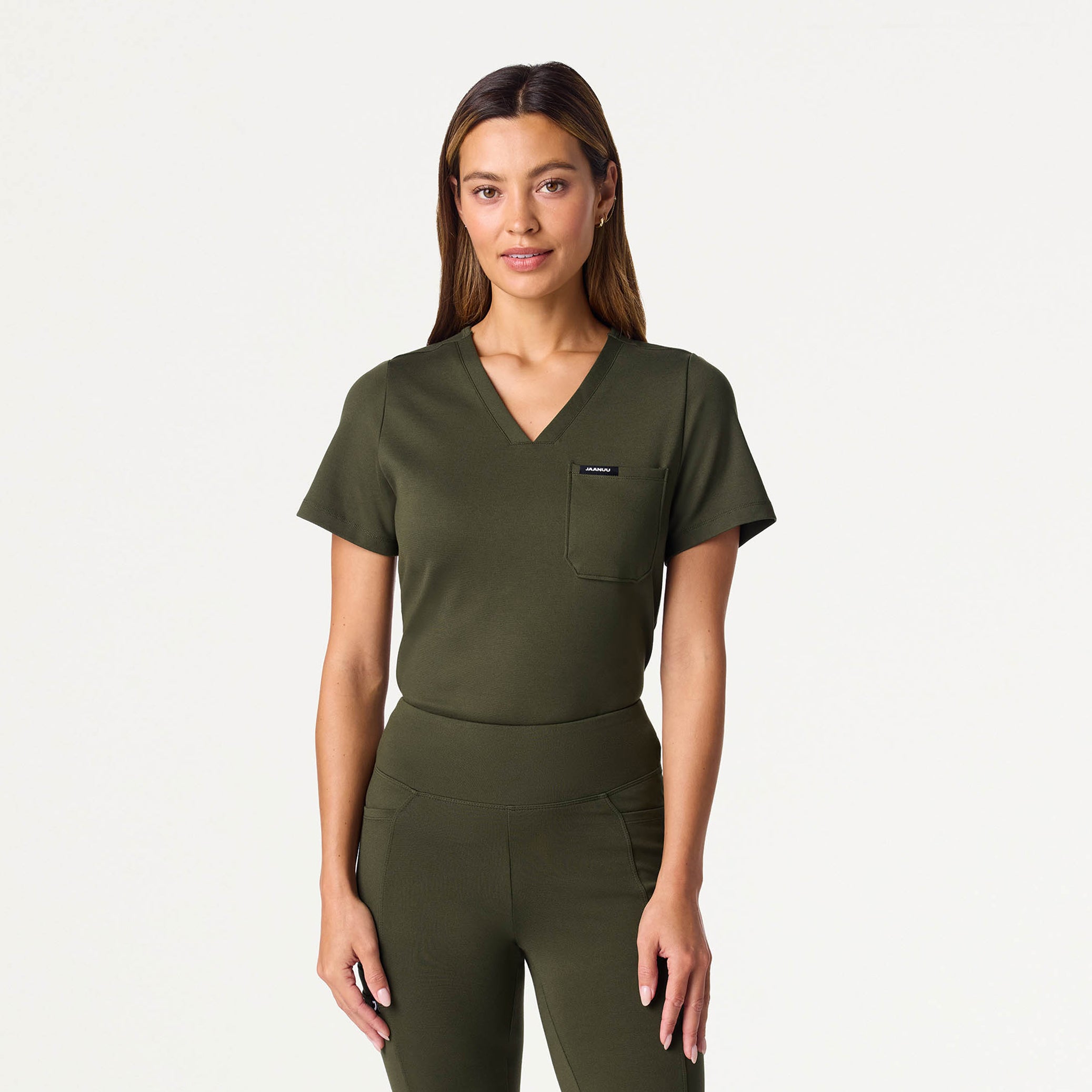 Rhena Slim UltraSOFT™ Scrub Top - Deep Olive