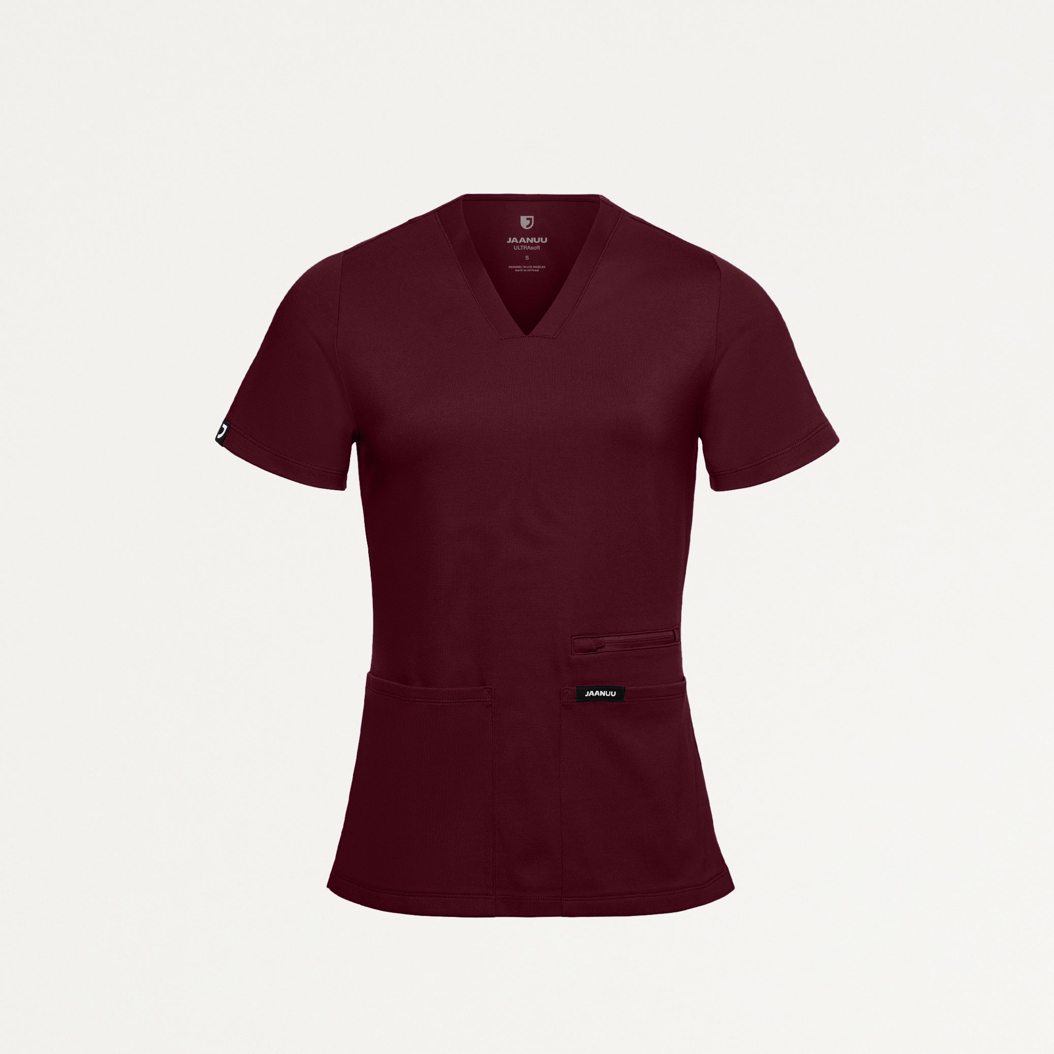 Kass Slim 4-Pocket UltraSOFT™ Scrub Top - Burgundy
