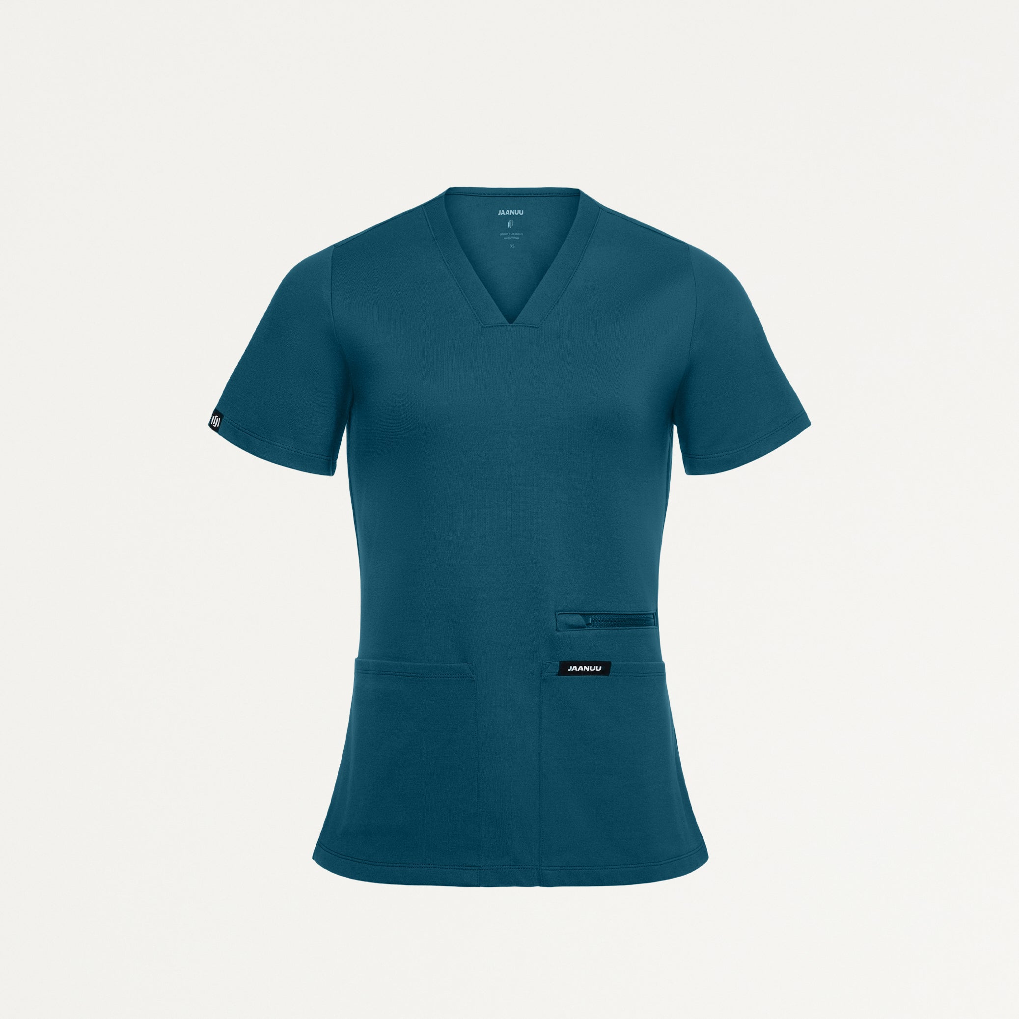 Kass Slim 4-Pocket UltraSOFT™ Scrub Top - Caribbean Blue