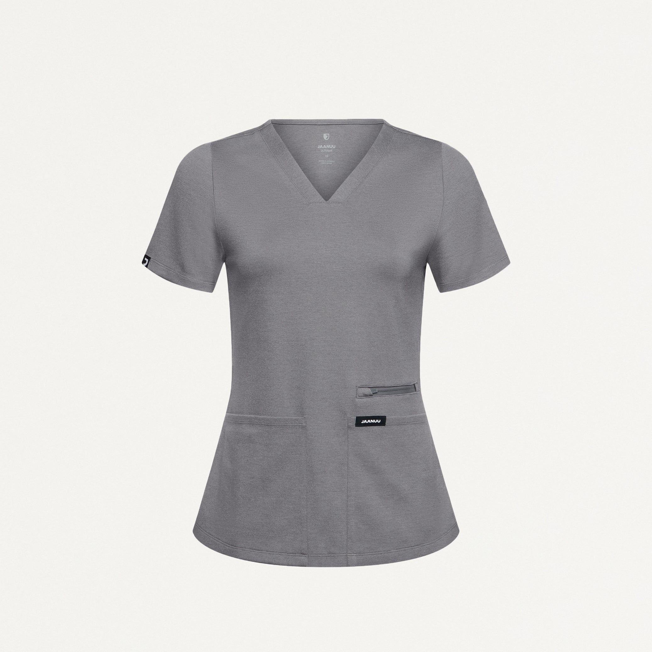 Kass Slim 4-Pocket UltraSOFT™ Scrub Top - Graphite