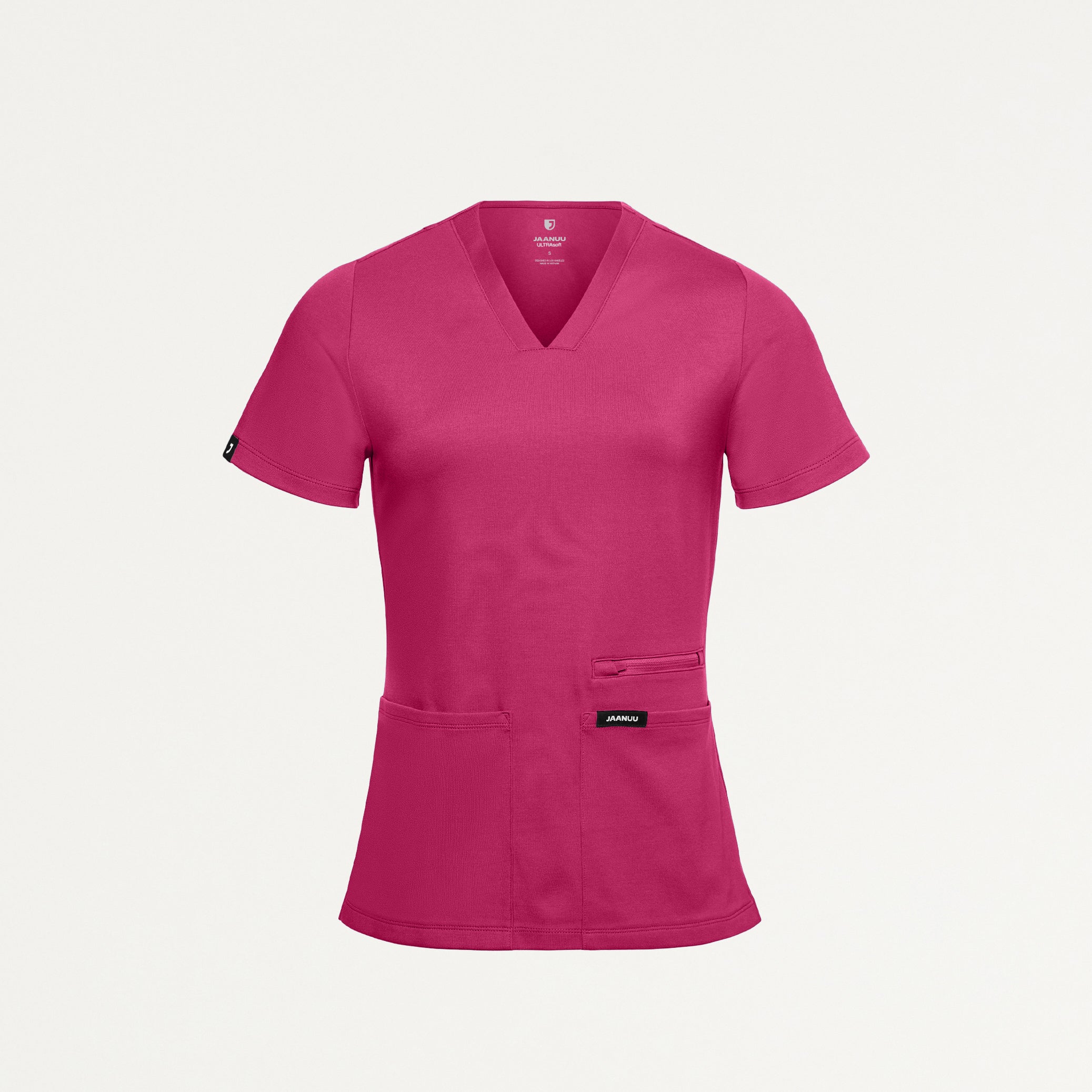 Kass Slim 4-Pocket UltraSOFT™ Scrub Top - Wild Berry