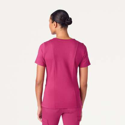 Kass Slim 4-Pocket UltraSOFT™ Scrub Top - Wild Berry