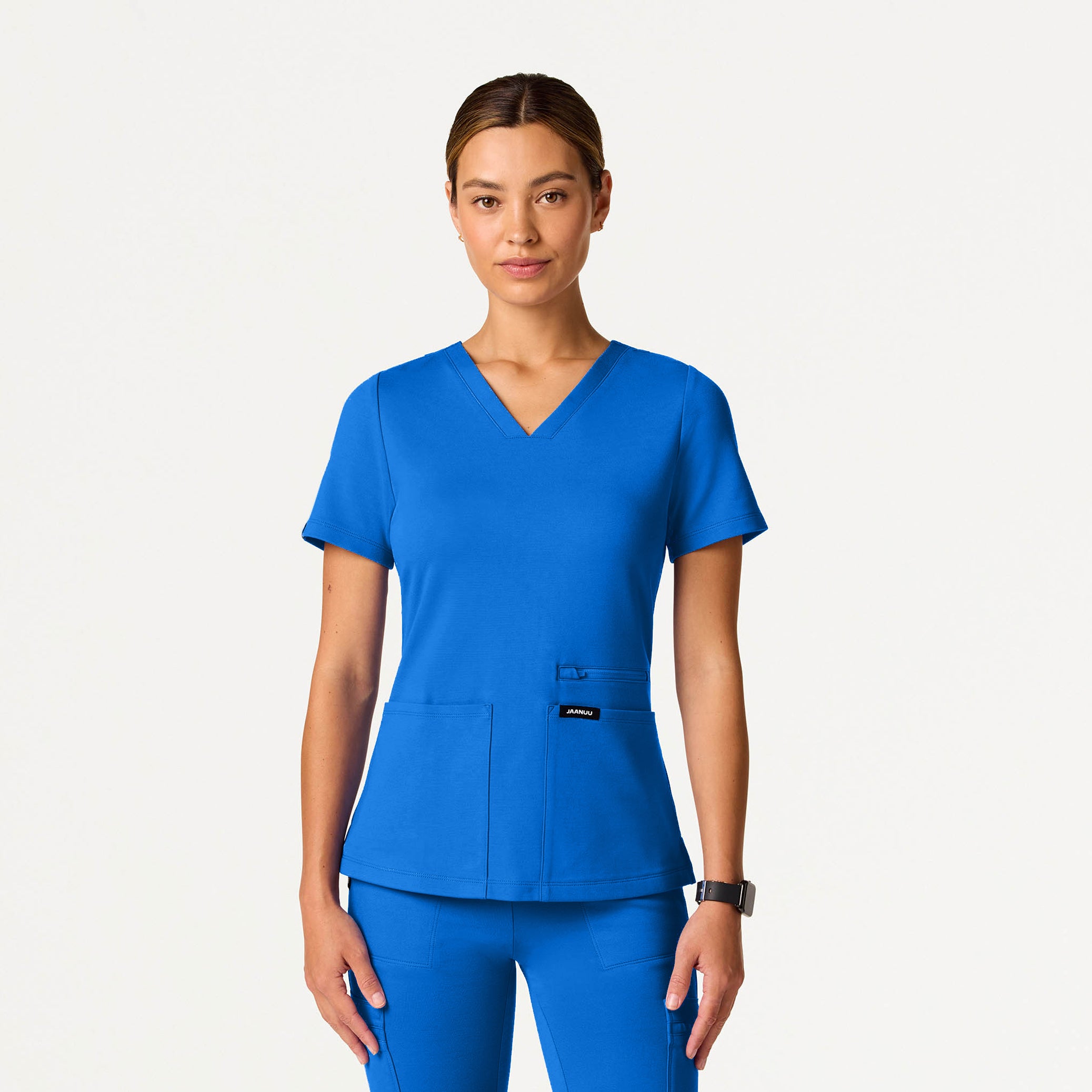 Kass Slim 4-Pocket UltraSOFT™ Scrub Top - Royal Blue